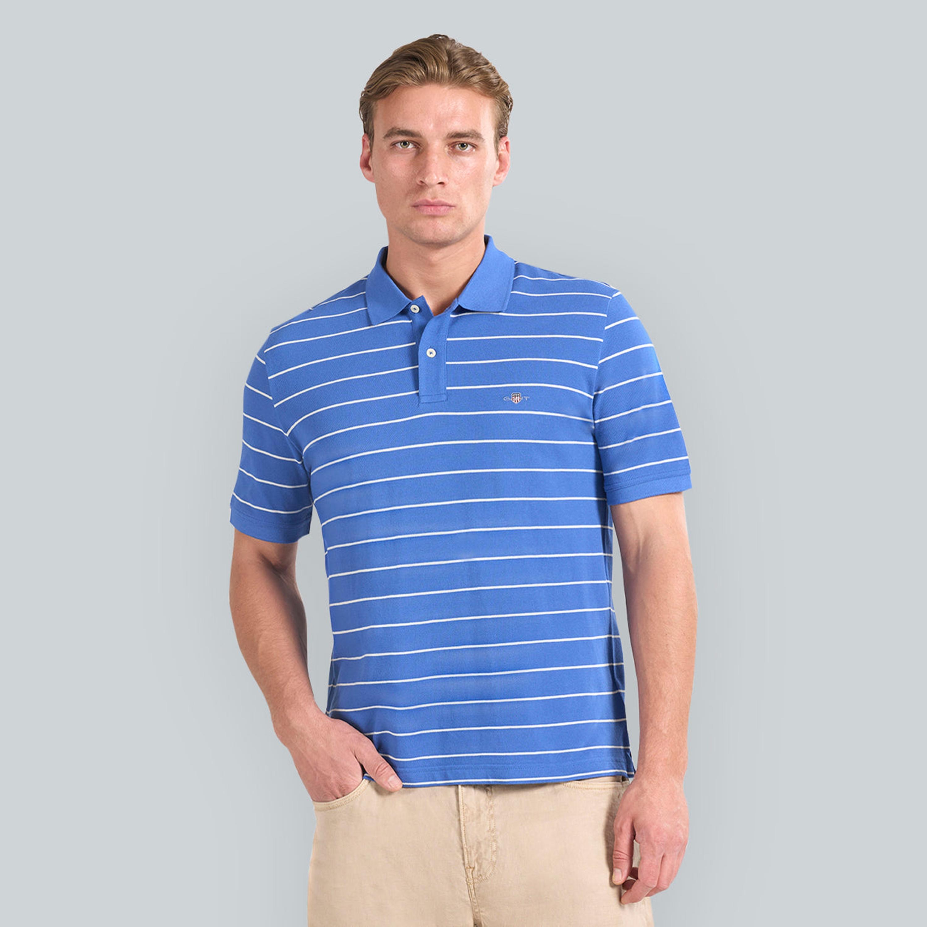 تيشيرت بولو رجالي بياقة مخططة وأكمام قصيرة من جانت.-men-clothing-tshirtsandpolos-polos-image-9