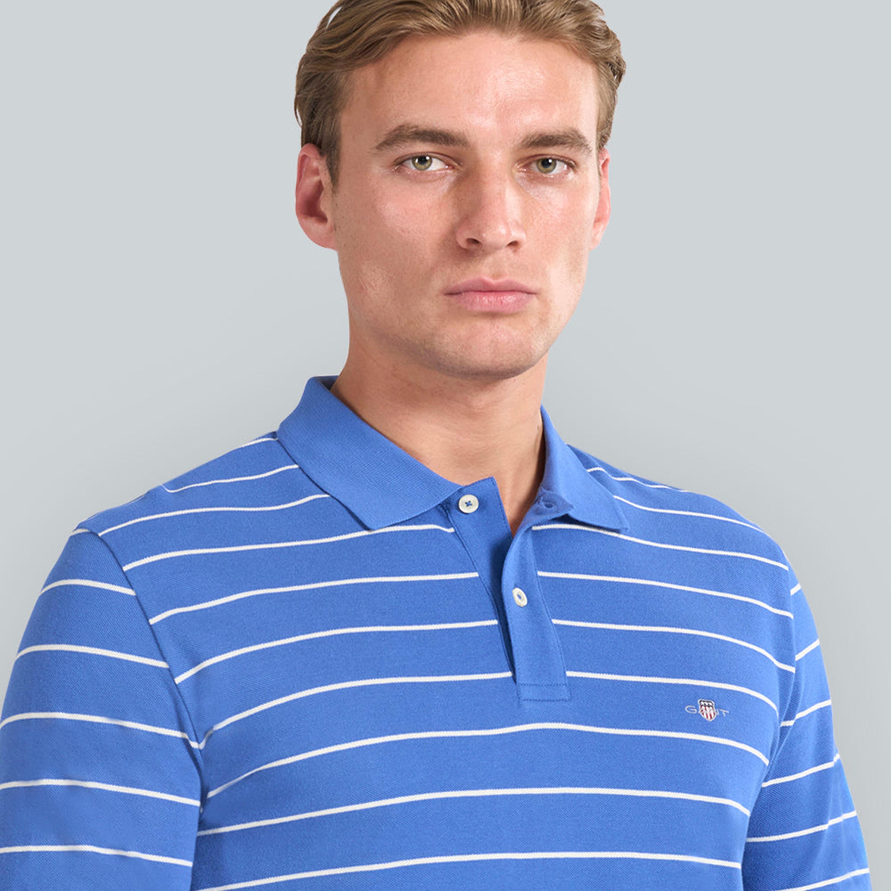 تيشيرت بولو رجالي بياقة مخططة وأكمام قصيرة من جانت.-men-clothing-tshirtsandpolos-polos-image-11