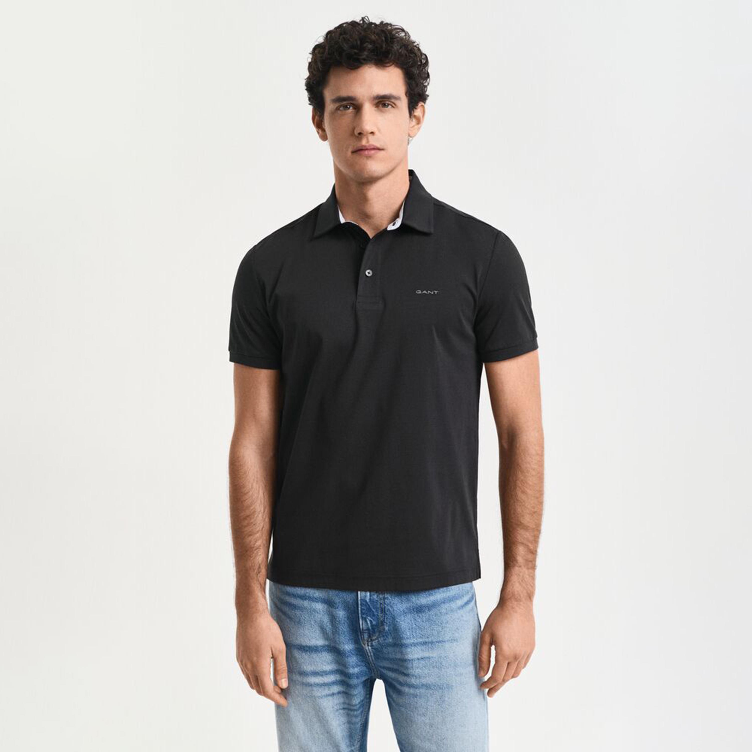 تي شيرت بولو رجالي سادة بأكمام قصيرة وياقة من جانت-men-clothing-tshirtsandpolos-polos-image-1