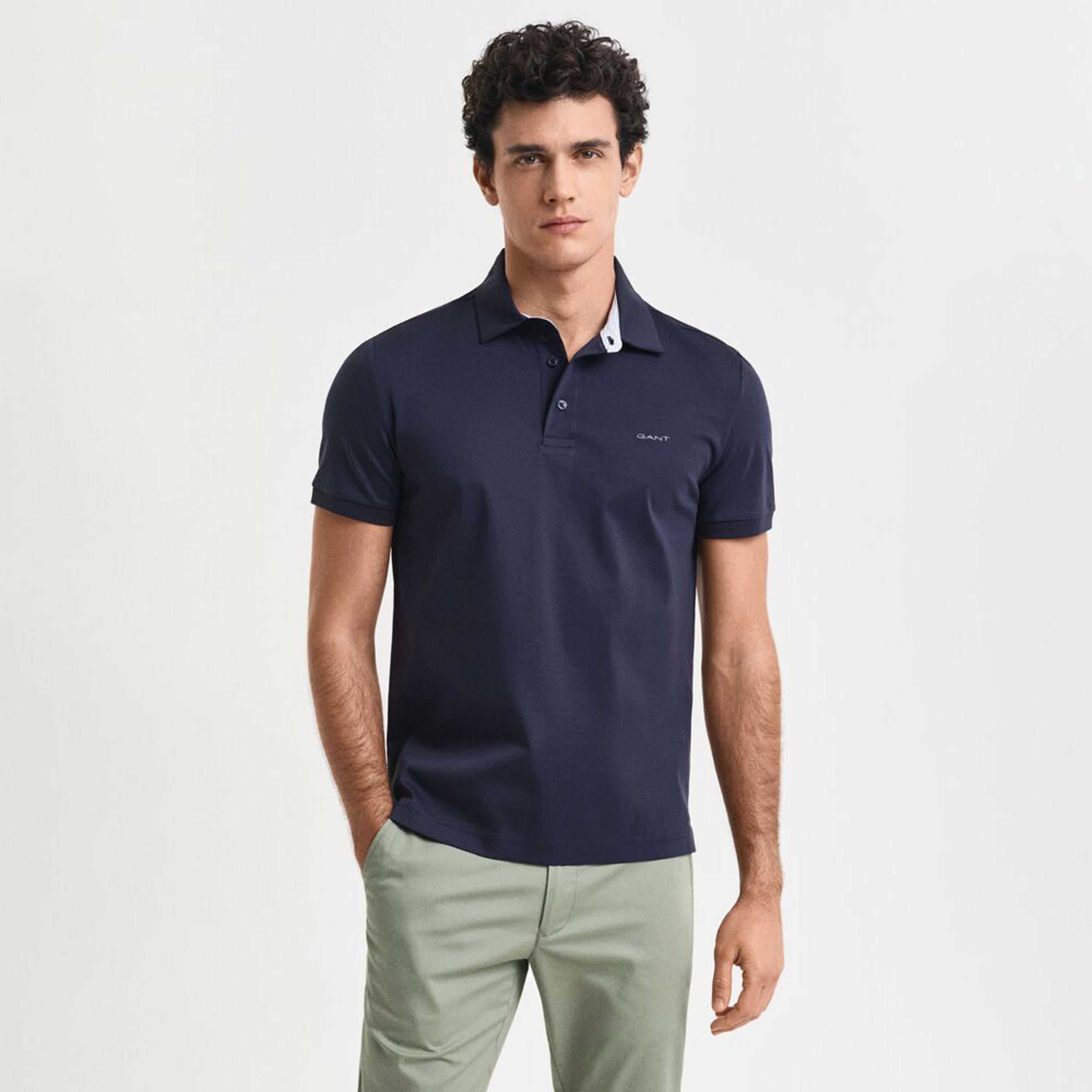 تي شيرت بولو رجالي سادة بأكمام قصيرة وياقة من جانت-men-clothing-tshirtsandpolos-polos-image-3