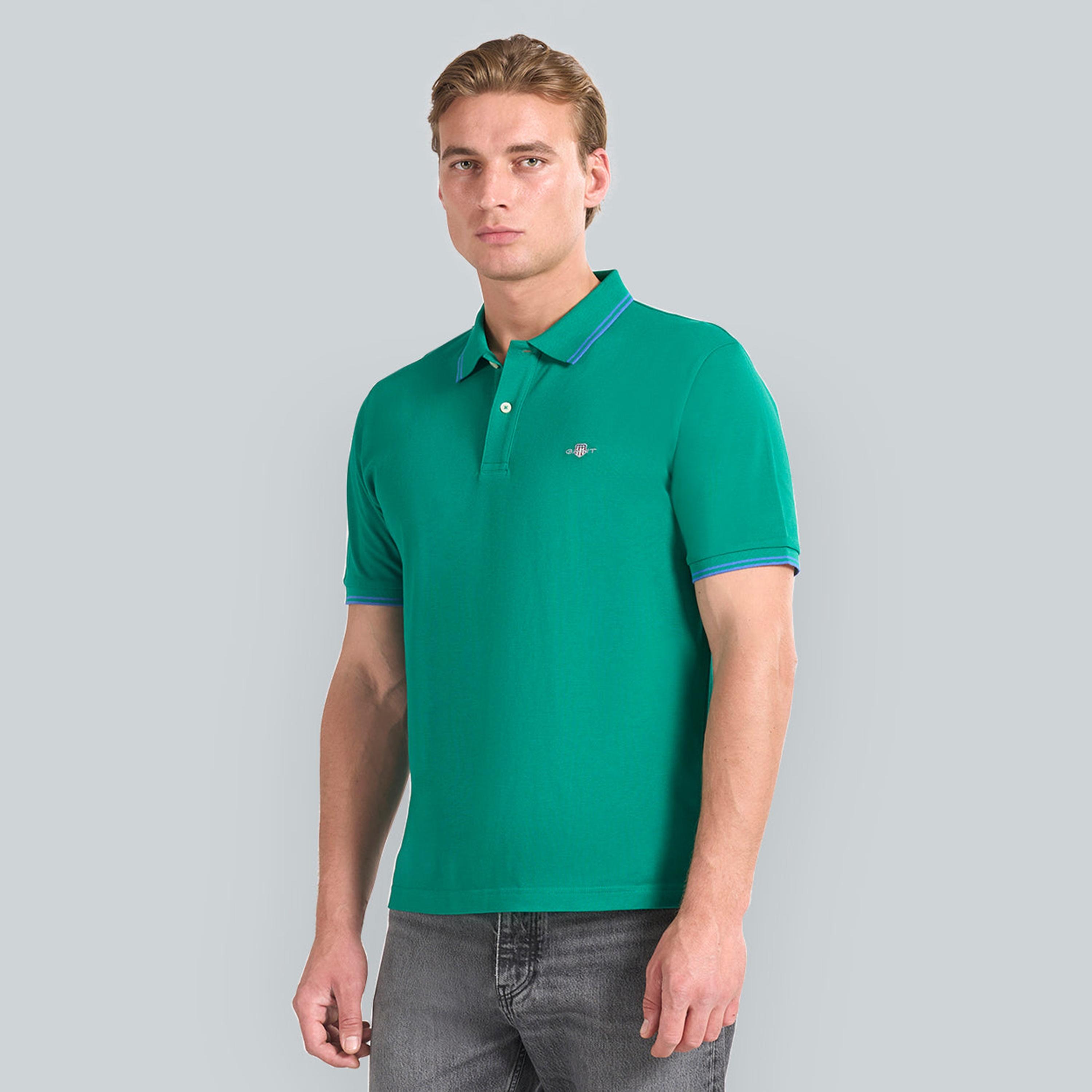 تيشيرت بولو رجالي بياقة سادة وأكمام قصيرة من جانت.-men-clothing-tshirtsandpolos-polos-image-1