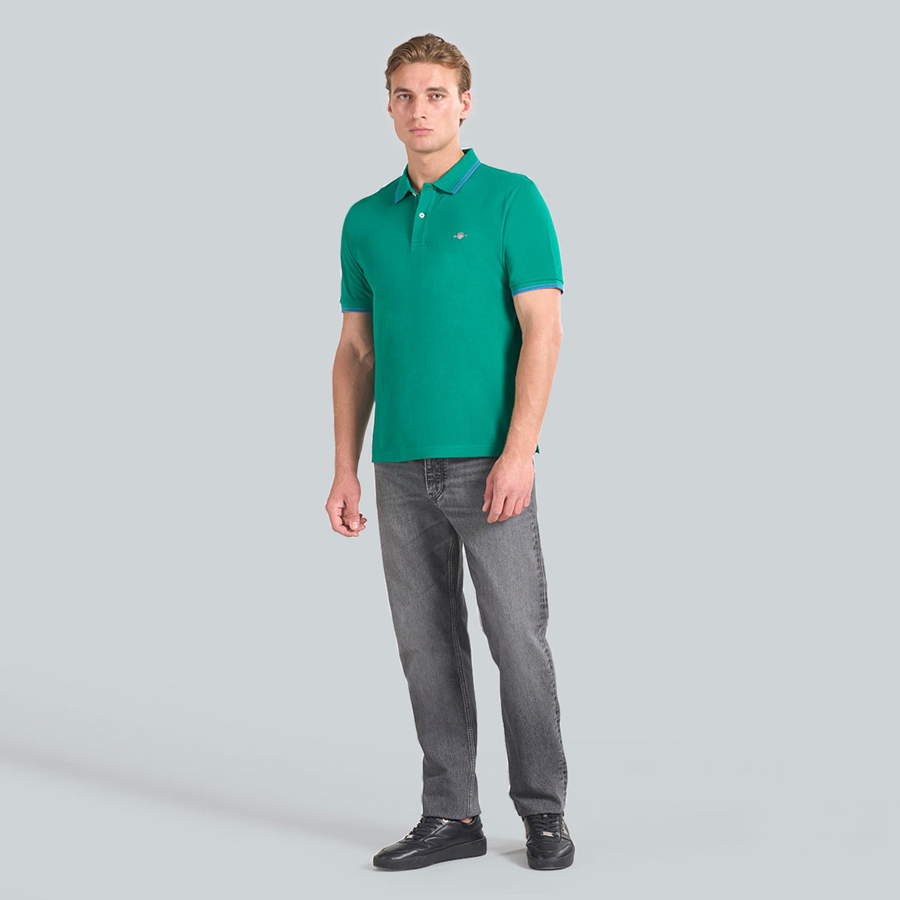 تيشيرت بولو رجالي بياقة سادة وأكمام قصيرة من جانت.-men-clothing-tshirtsandpolos-polos-image-2
