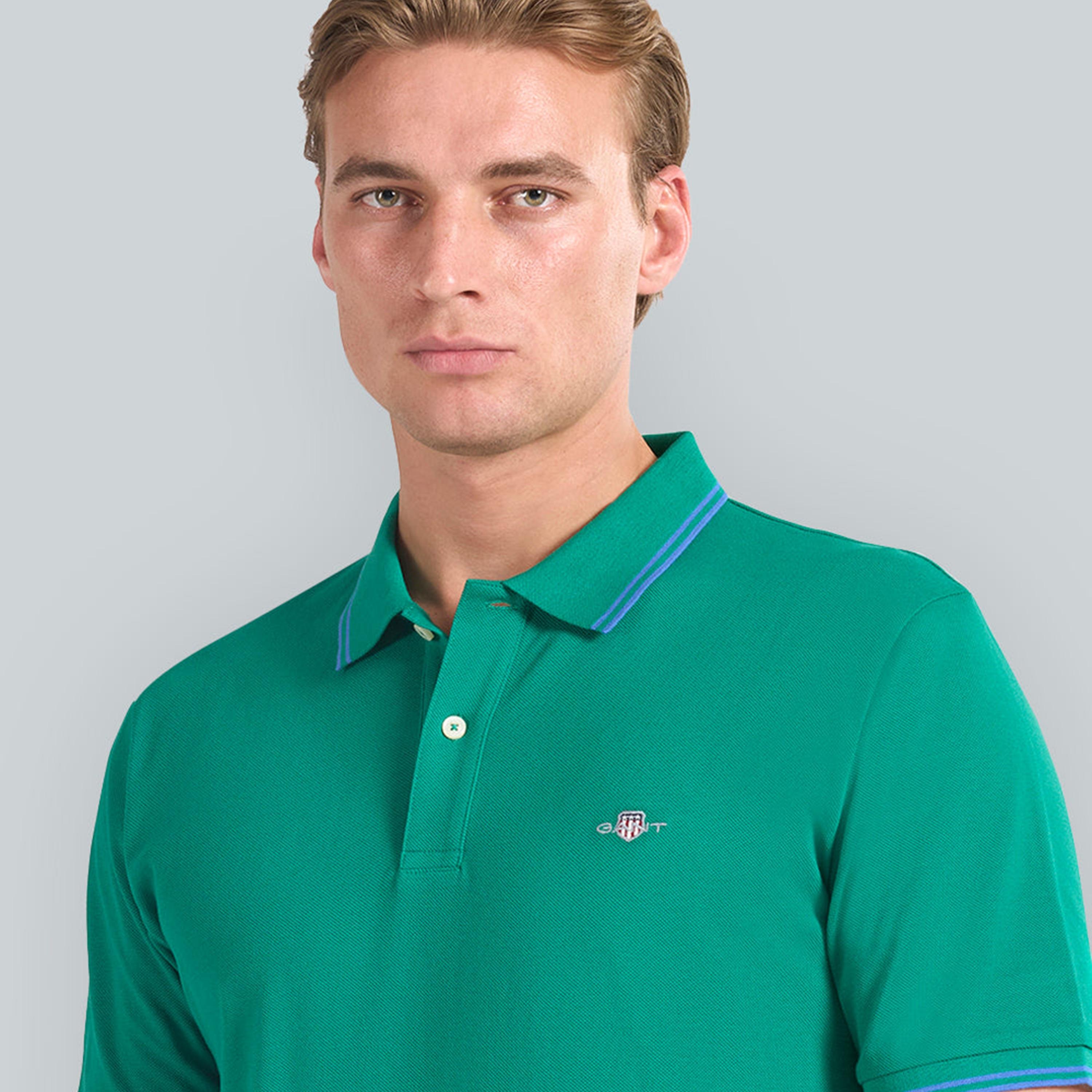 تيشيرت بولو رجالي بياقة سادة وأكمام قصيرة من جانت.-men-clothing-tshirtsandpolos-polos-image-3