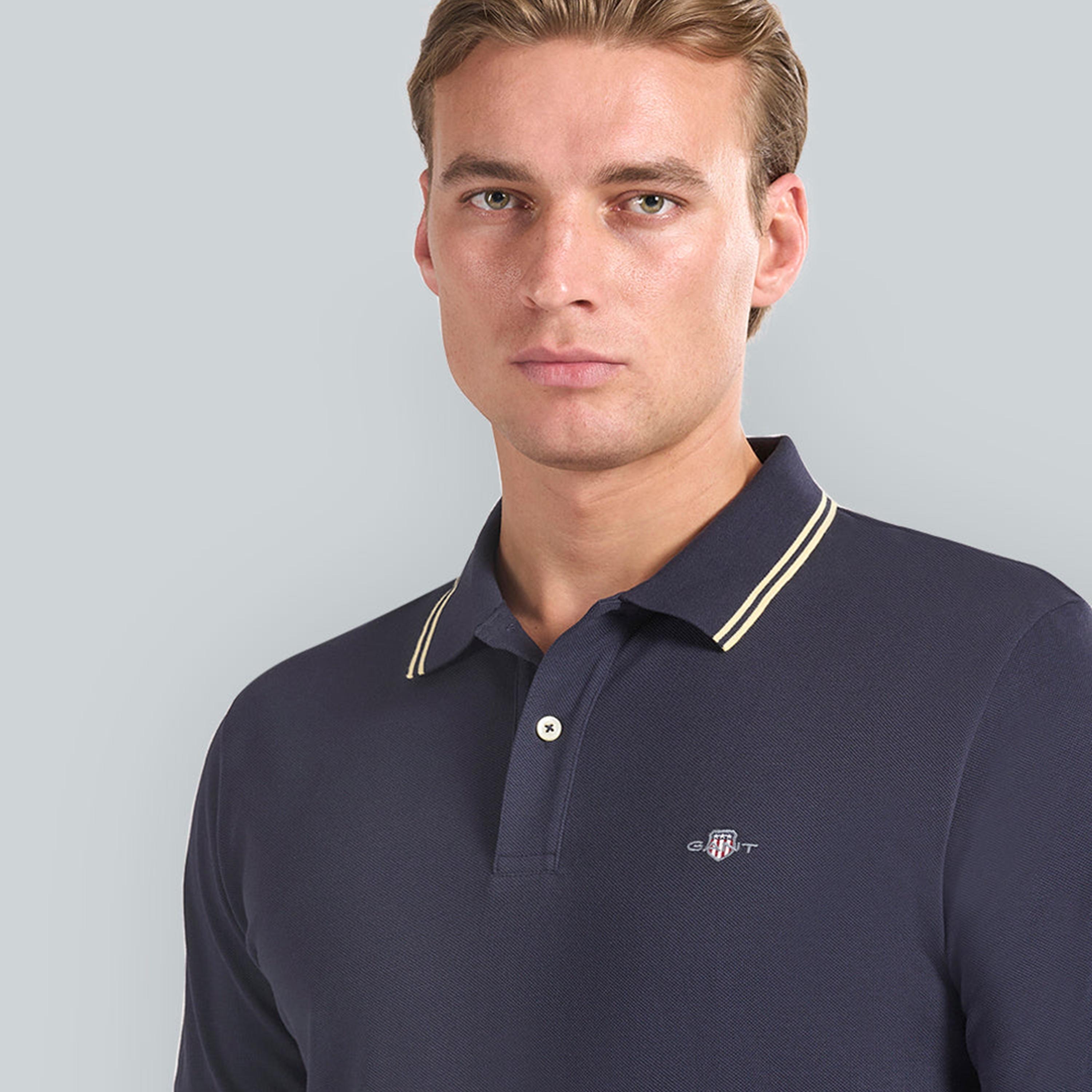 تيشيرت بولو رجالي بياقة سادة وأكمام قصيرة من جانت.-men-clothing-tshirtsandpolos-polos-image-7