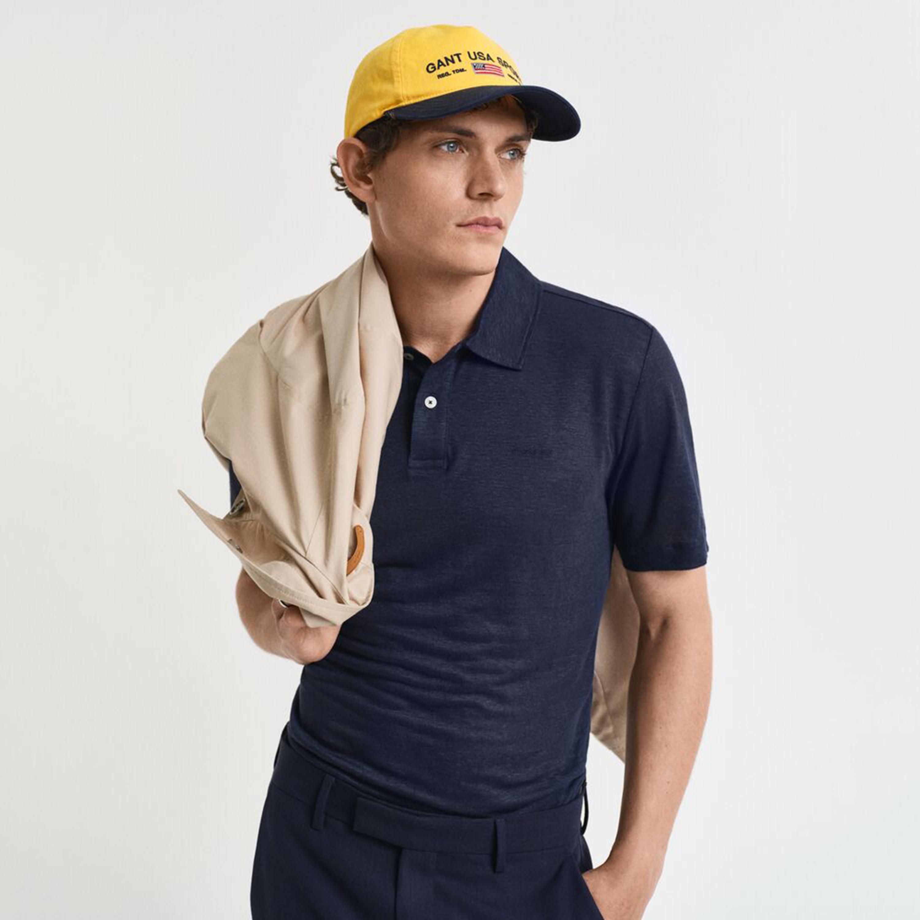 تيشيرت بولو رجالي من الكتان السادة بياقة وأكمام قصيرة من جانت-men-clothing-tshirtsandpolos-polos-image-4