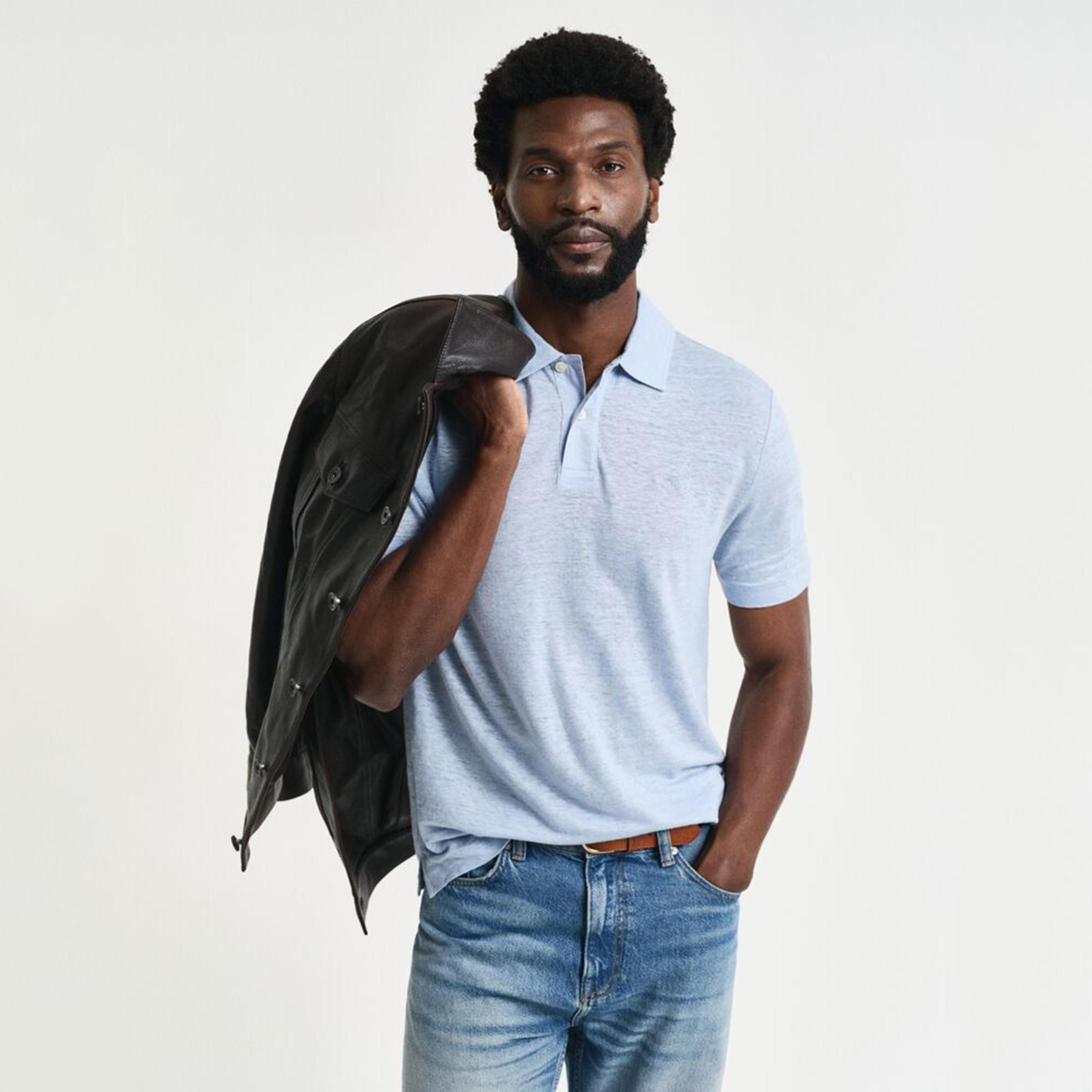 تيشيرت بولو رجالي من الكتان السادة بياقة وأكمام قصيرة من جانت-men-clothing-tshirtsandpolos-polos-image-8