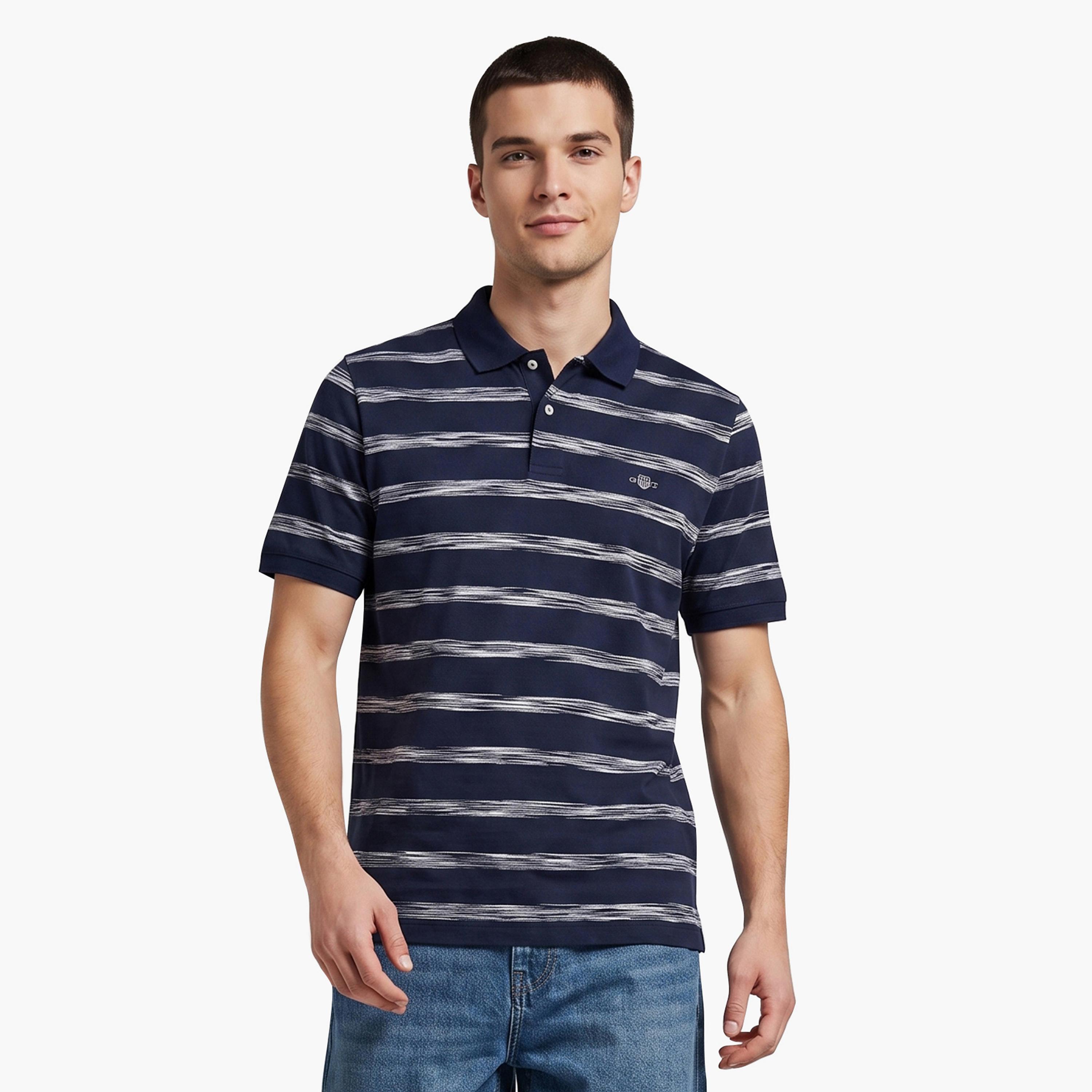 Gant Striped Collared Short Sleeves Men's Polo T-Shirt-men-clothing-tshirtsandpolos-polos-image-1