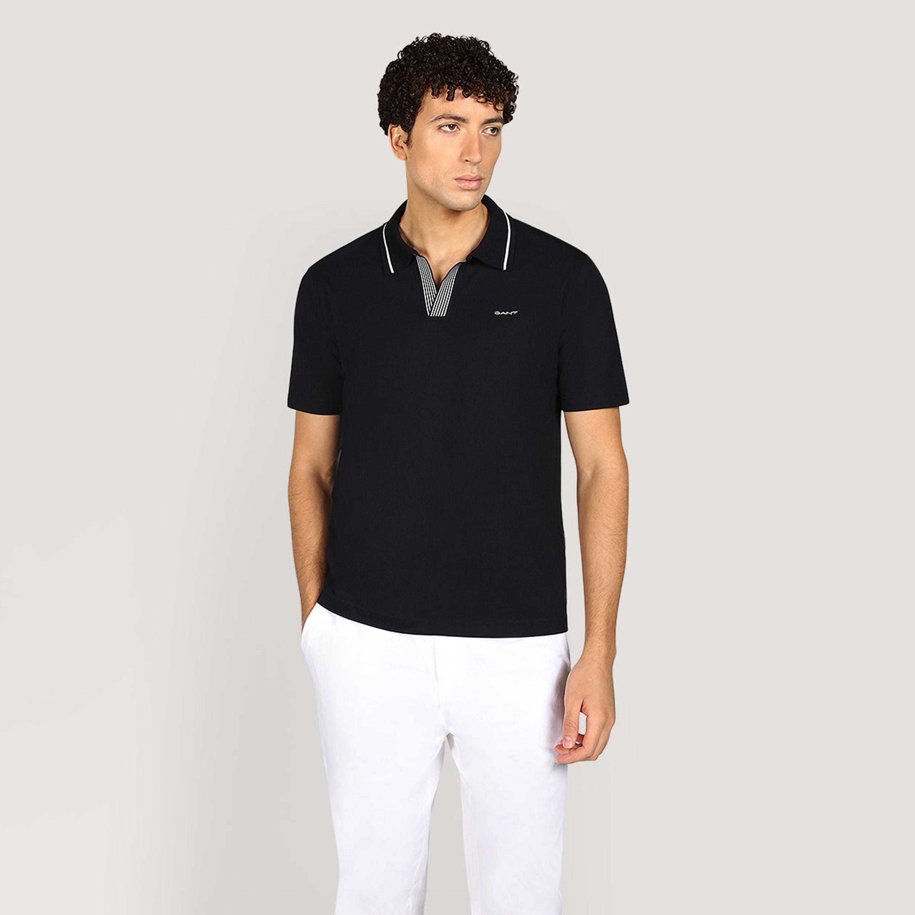 تيشيرت بولو رجالي بأكمام قصيرة وياقة جوني، سادة من جانت-men-clothing-tshirtsandpolos-polos-image-5