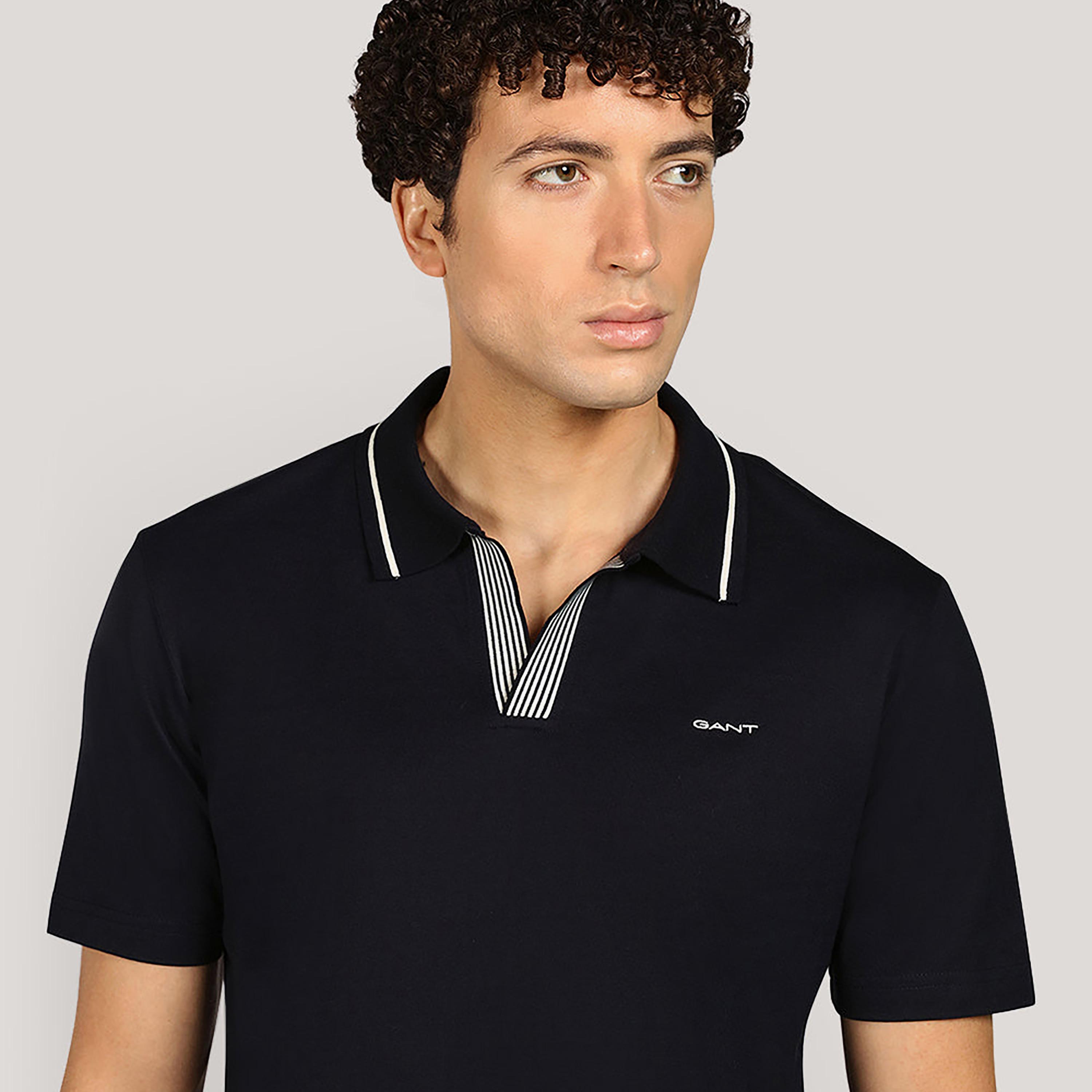 تيشيرت بولو رجالي بأكمام قصيرة وياقة جوني، سادة من جانت-men-clothing-tshirtsandpolos-polos-image-7