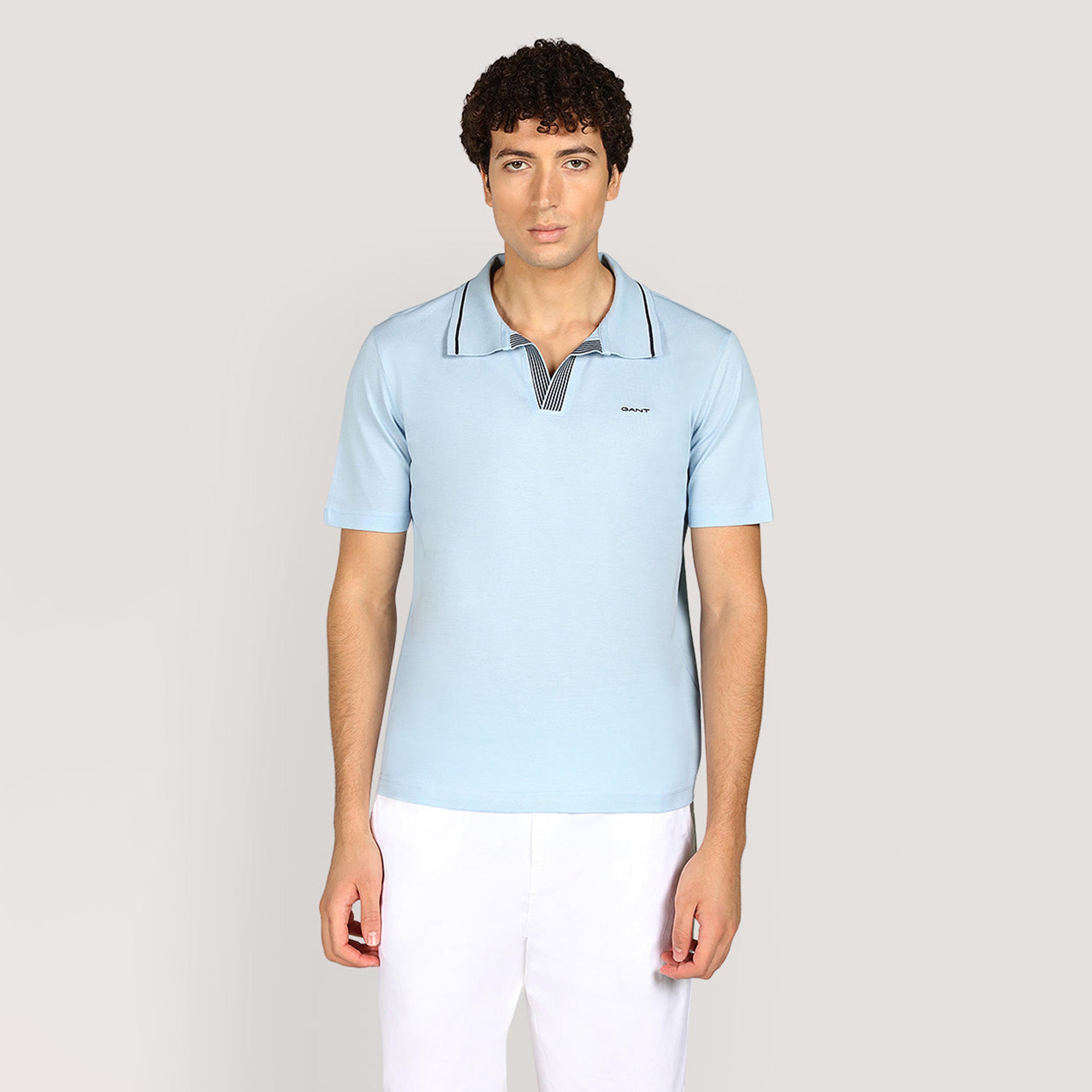 تيشيرت بولو رجالي بأكمام قصيرة وياقة جوني، سادة من جانت-men-clothing-tshirtsandpolos-polos-image-9