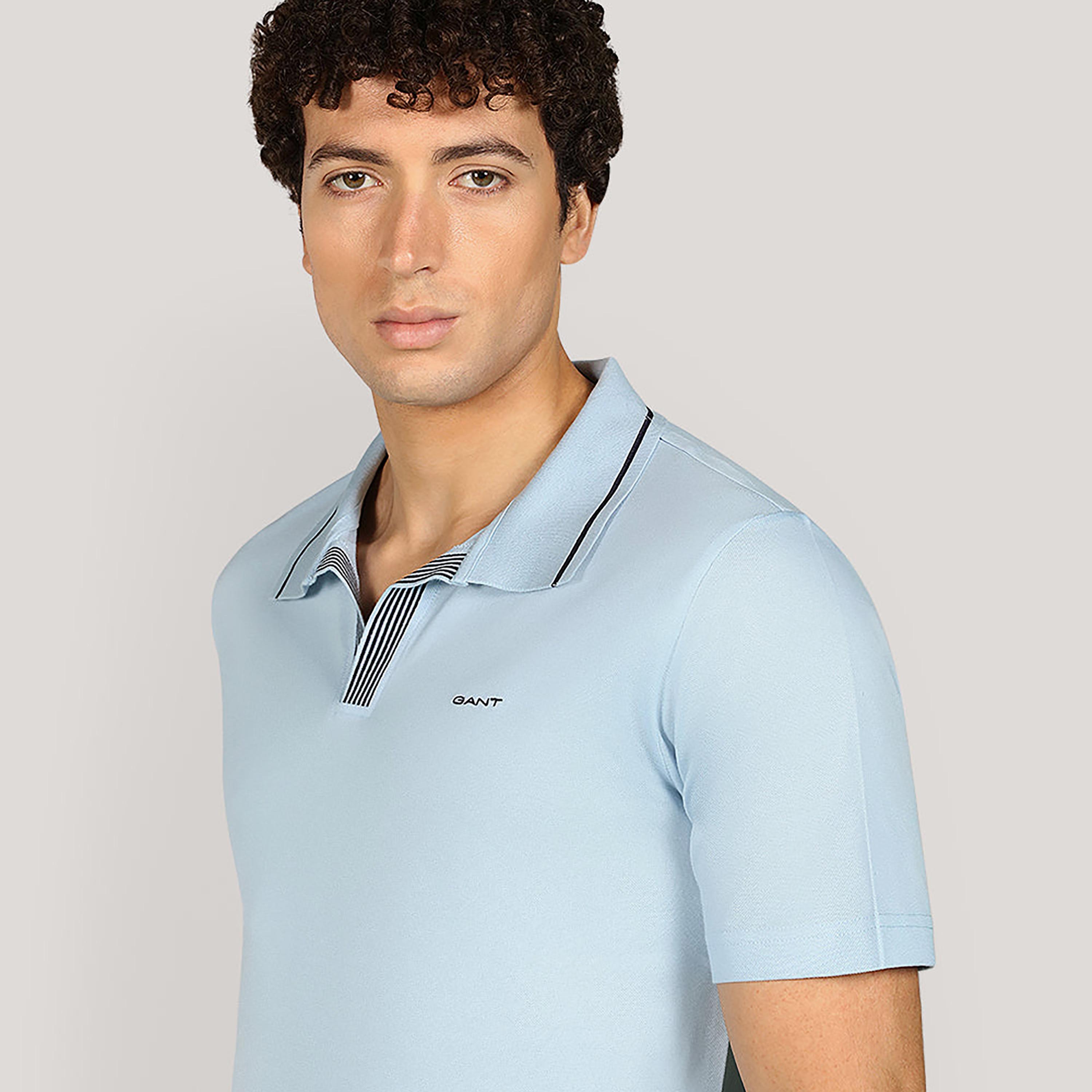 تيشيرت بولو رجالي بأكمام قصيرة وياقة جوني، سادة من جانت-men-clothing-tshirtsandpolos-polos-image-11