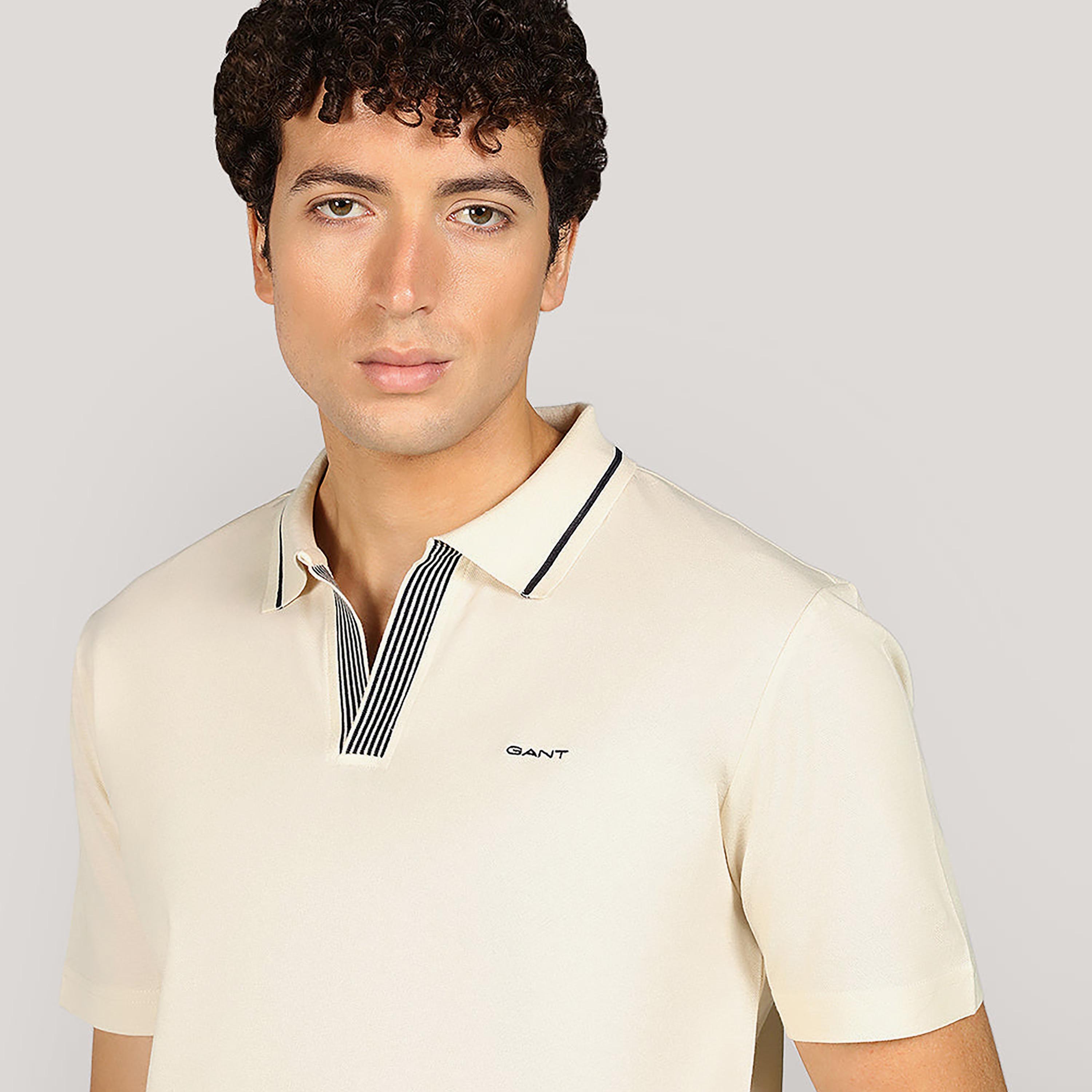 تيشيرت بولو رجالي بأكمام قصيرة وياقة جوني، سادة من جانت-men-clothing-tshirtsandpolos-polos-image-3