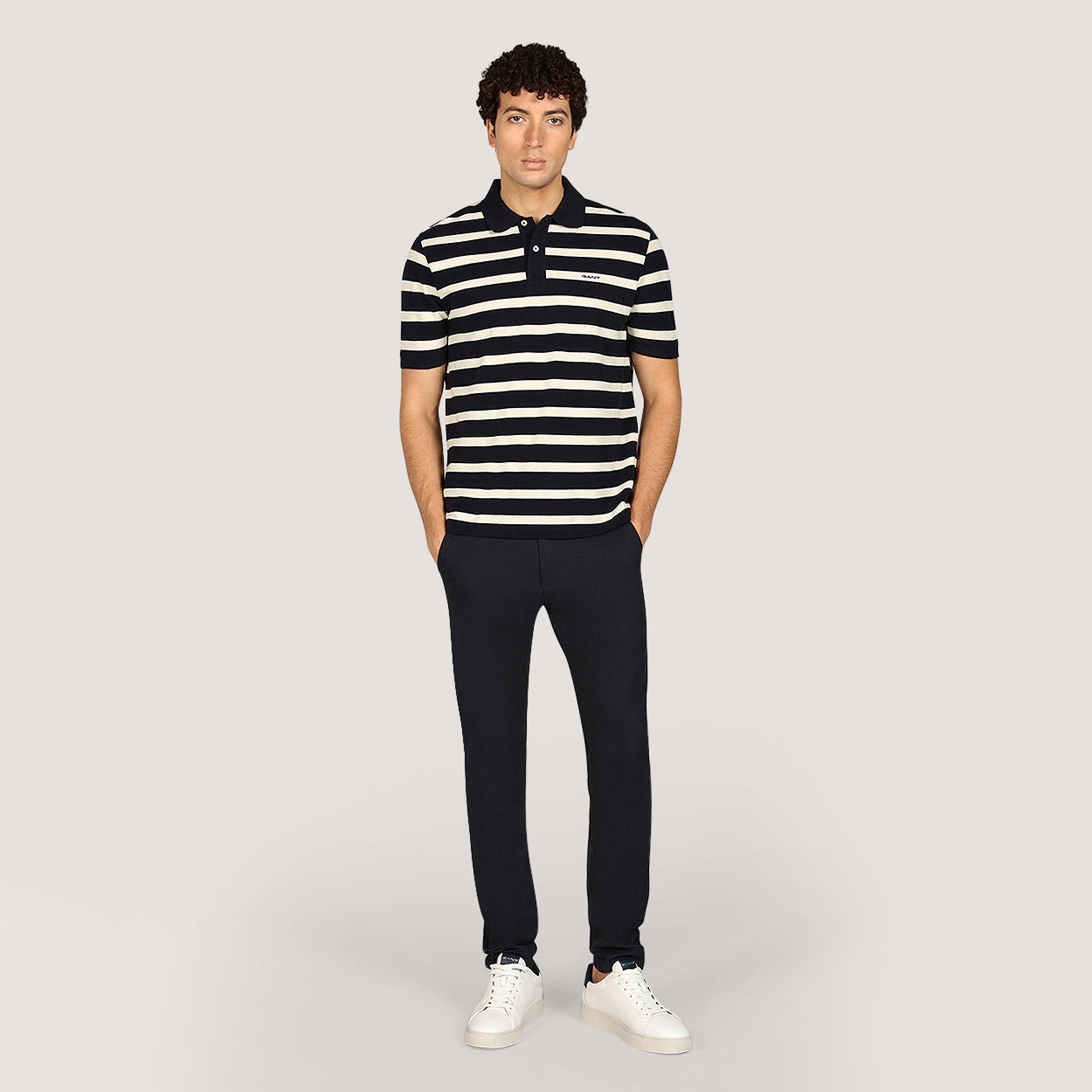 تي شيرت بولو رجالي مخطط بأكمام قصيرة وياقة من جانت-men-clothing-tshirtsandpolos-polos-image-2