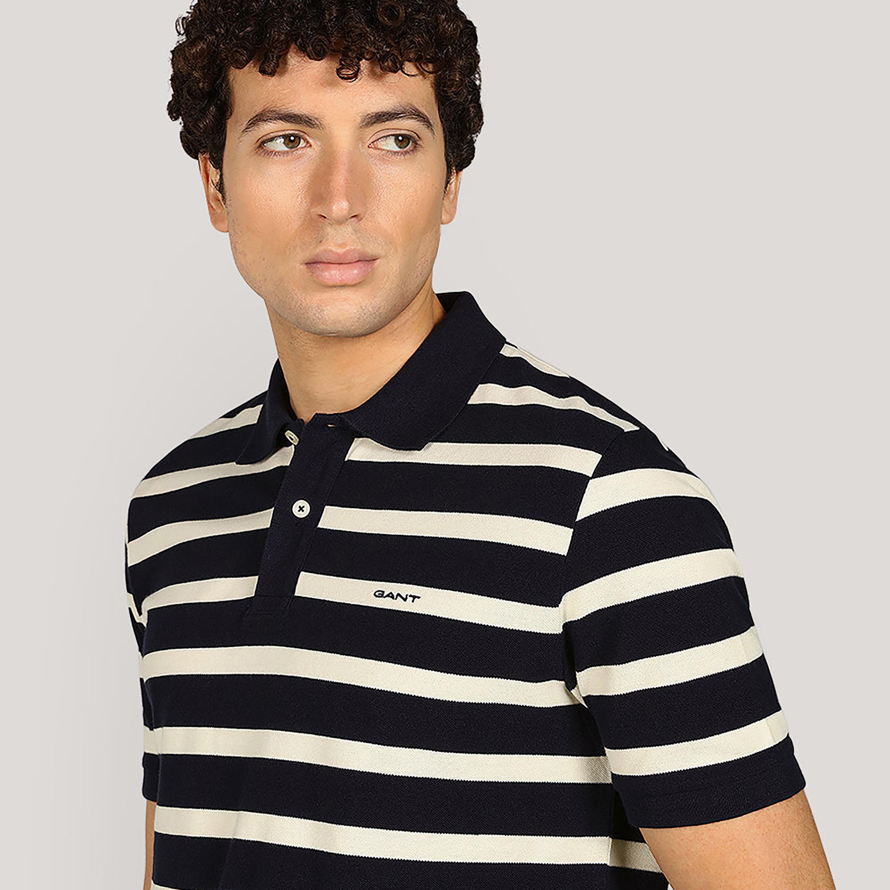 تي شيرت بولو رجالي مخطط بأكمام قصيرة وياقة من جانت-men-clothing-tshirtsandpolos-polos-image-3