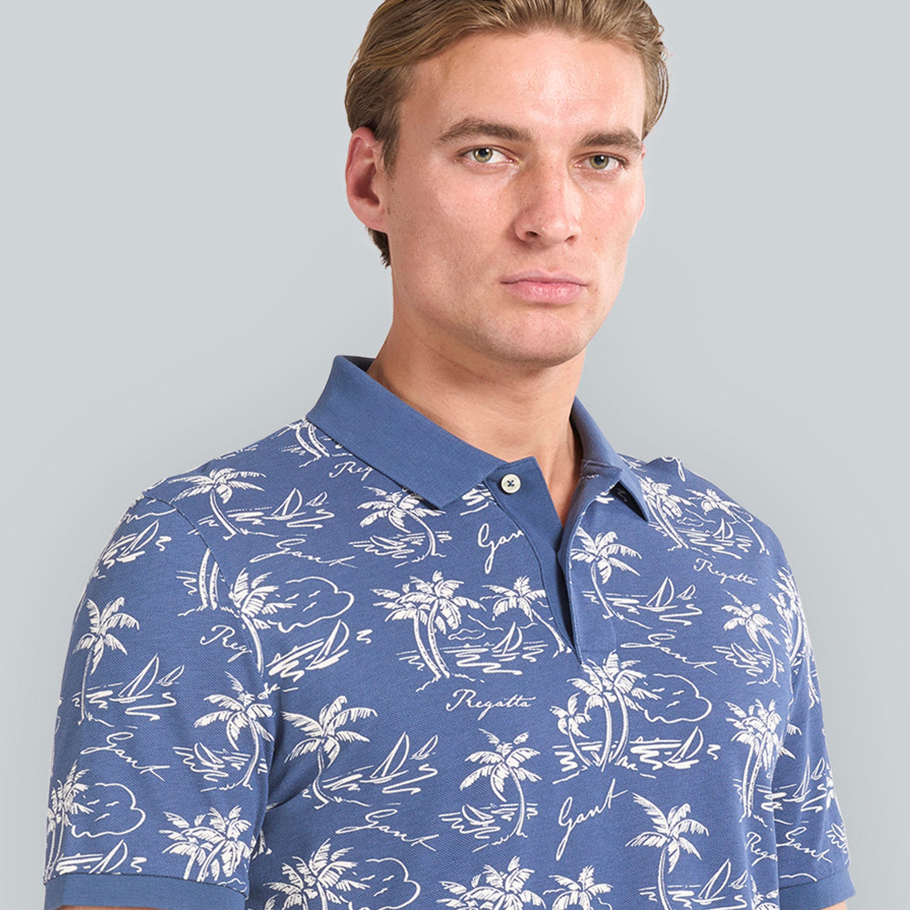 تيشيرت بولو رجالي بياقة وطبعة استوائية بالكامل وأكمام قصيرة من جانت.-men-clothing-tshirtsandpolos-polos-image-3