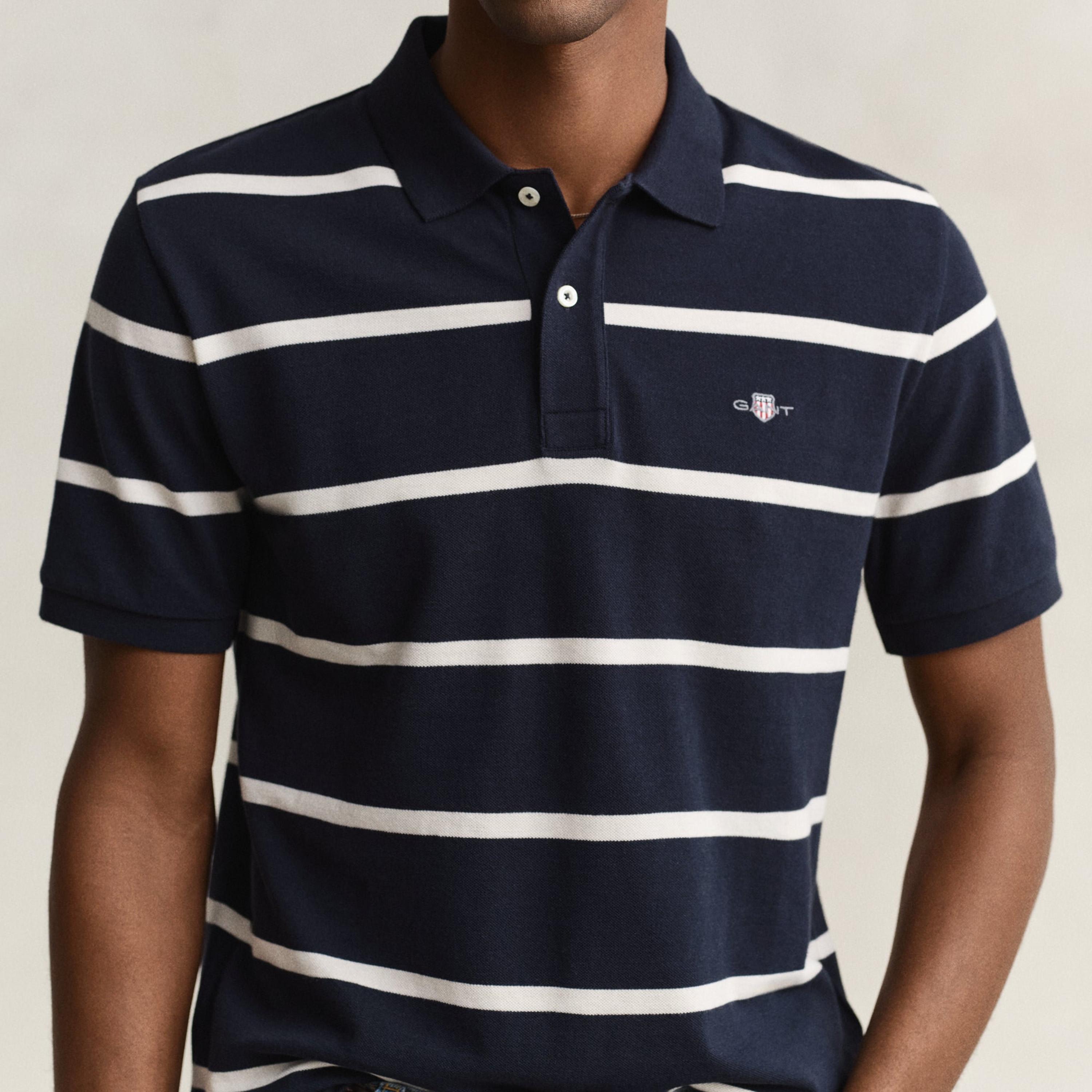 تي شيرت بولو رجالي مخطط بأكمام قصيرة وياقة من جانت-men-clothing-tshirtsandpolos-polos-image-3