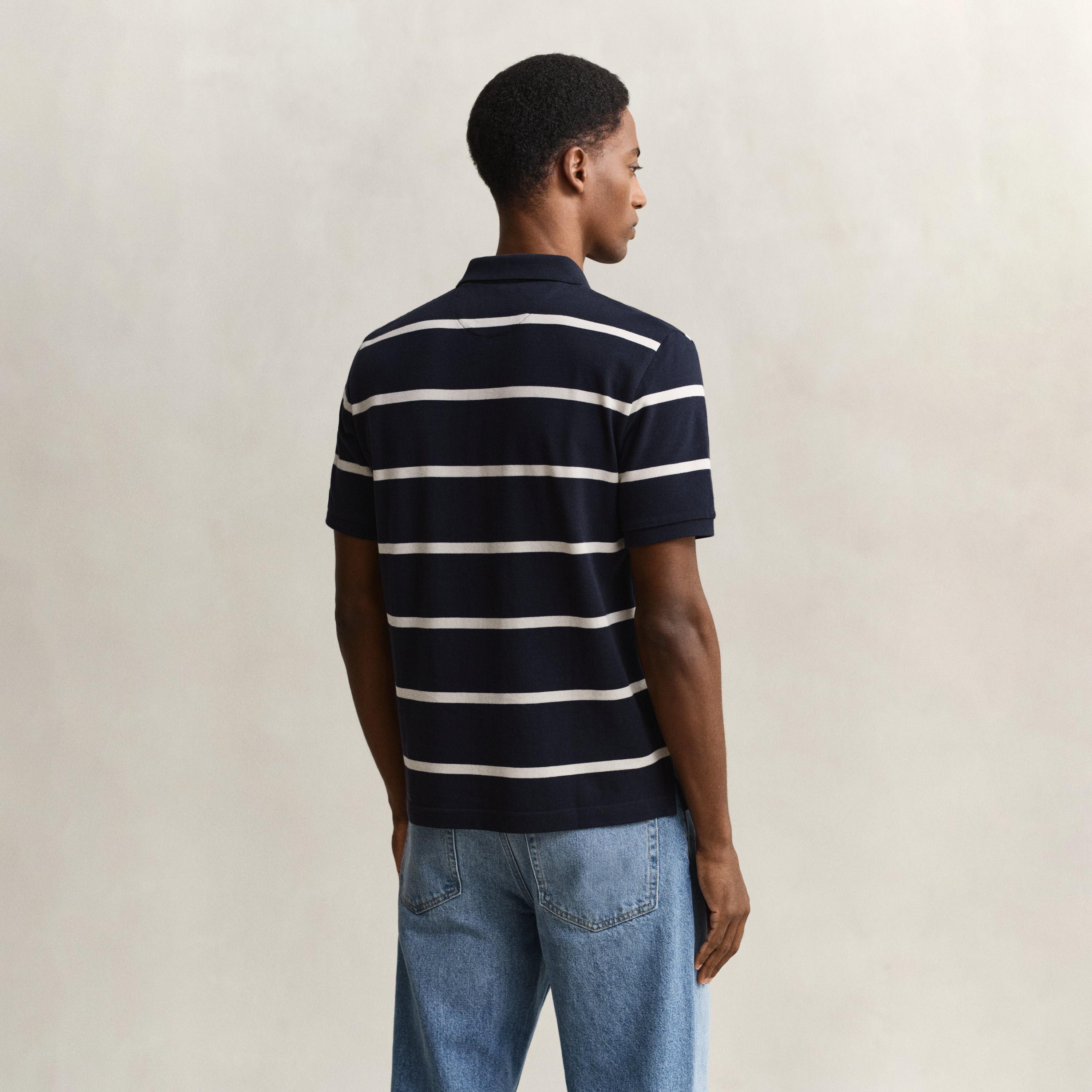تي شيرت بولو رجالي مخطط بأكمام قصيرة وياقة من جانت-men-clothing-tshirtsandpolos-polos-image-4
