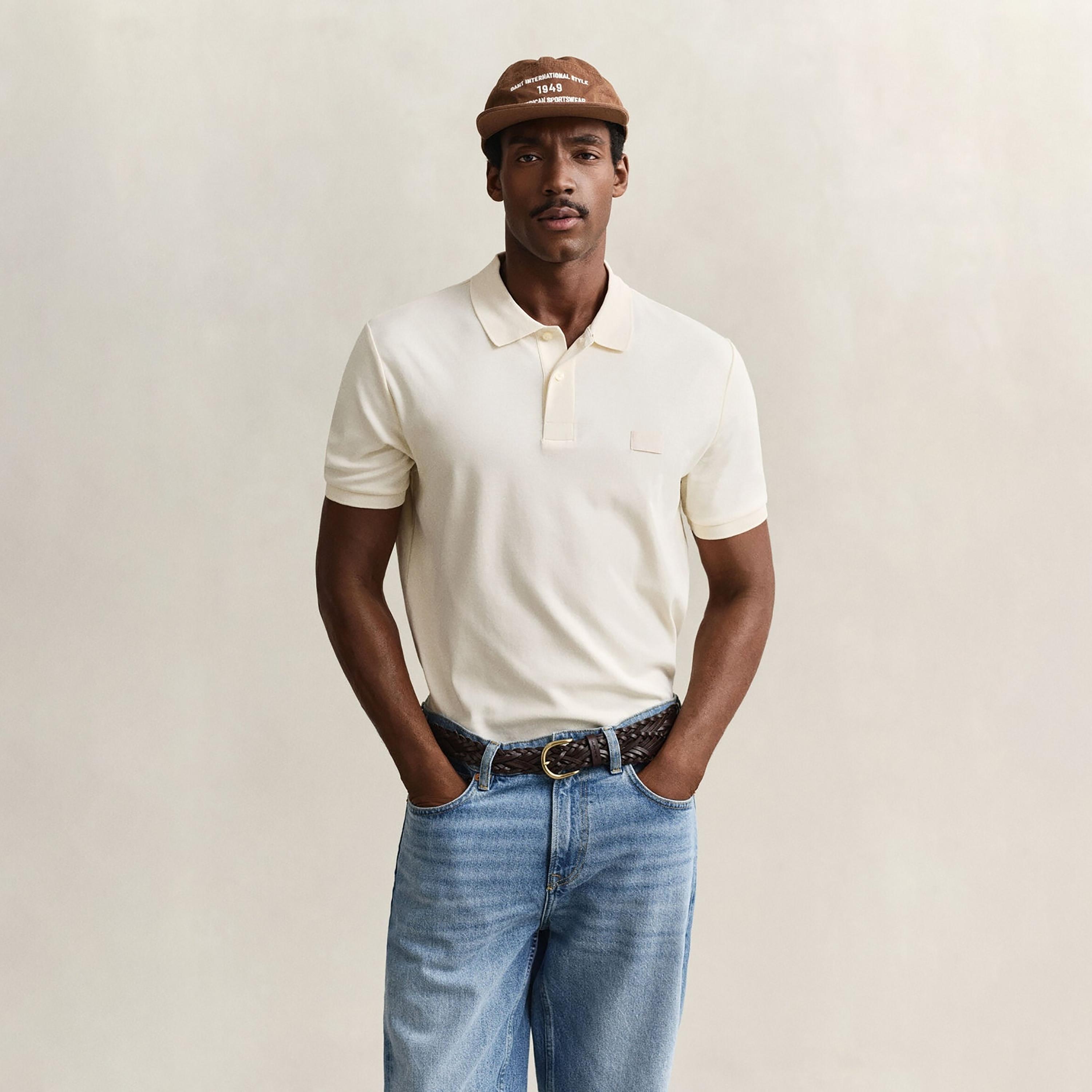 تي شيرت بولو رجالي مخطط بأكمام قصيرة وياقة من جانت-men-clothing-tshirtsandpolos-polos-image-1