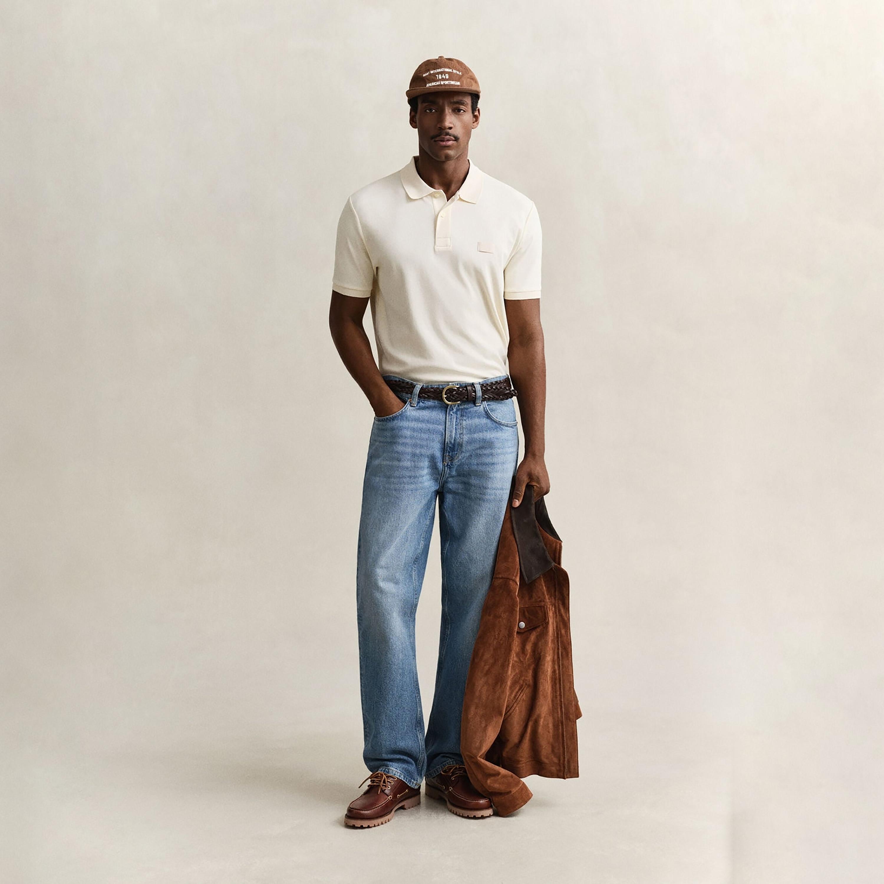 تي شيرت بولو رجالي مخطط بأكمام قصيرة وياقة من جانت-men-clothing-tshirtsandpolos-polos-image-2