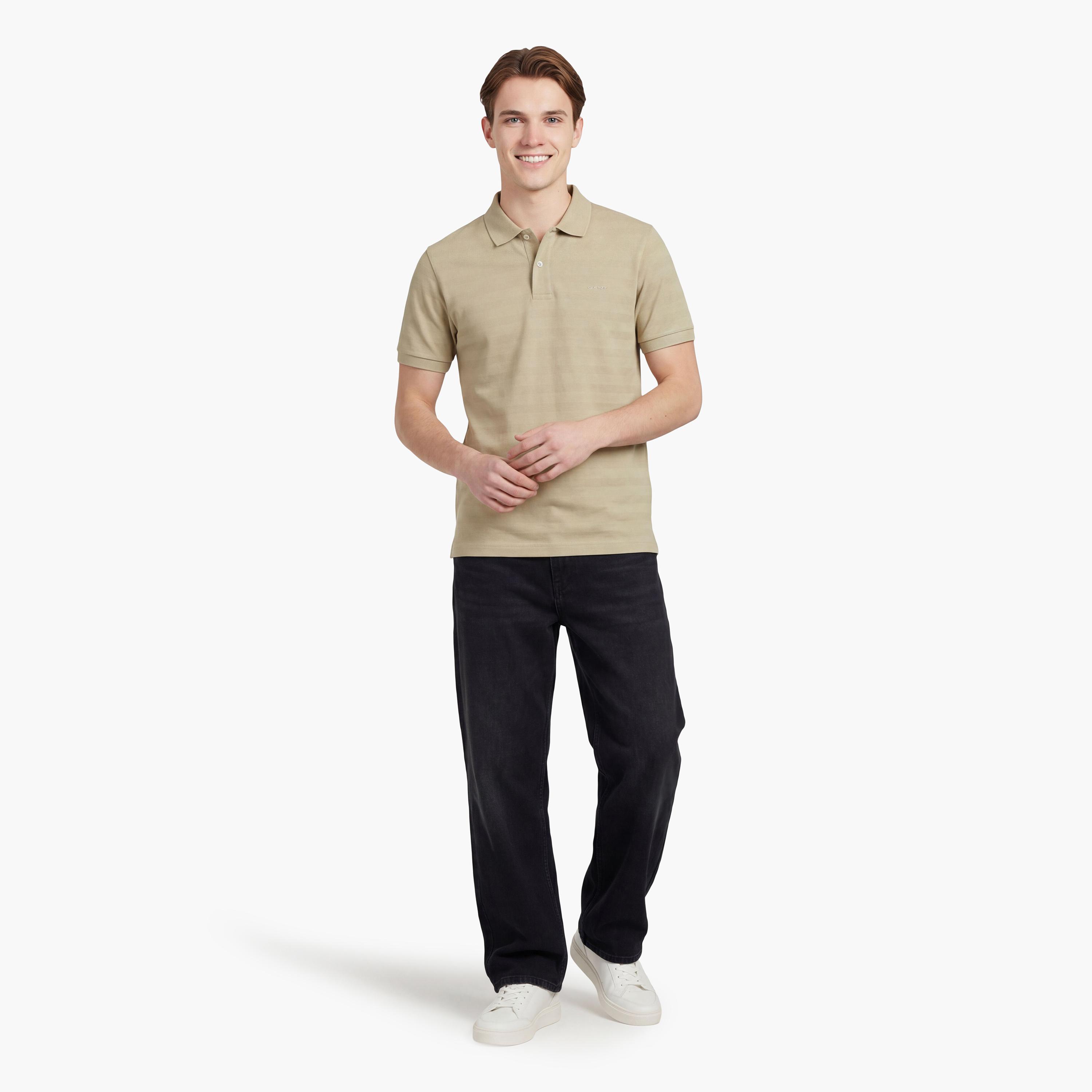 تي شيرت بولو رجالي بأكمام قصيرة وياقة بياقة بتصميم مخطط بارز من جانت-men-clothing-tshirtsandpolos-polos-image-7