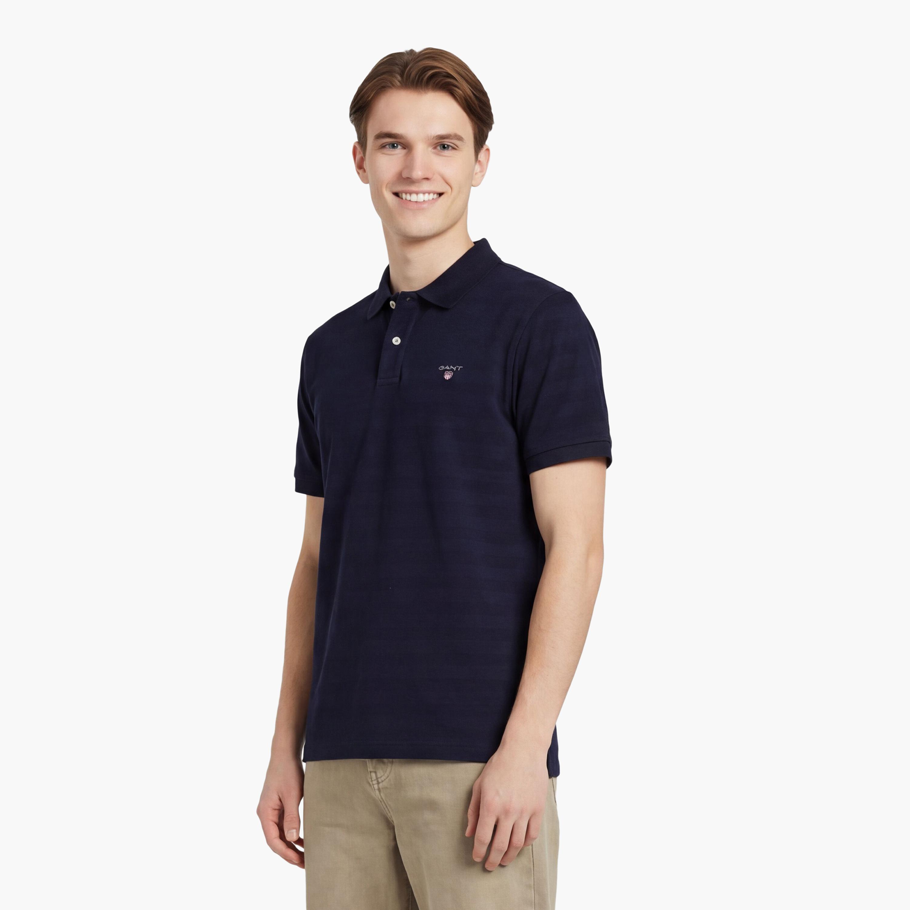 تي شيرت بولو رجالي بأكمام قصيرة وياقة بياقة بتصميم مخطط بارز من جانت-men-clothing-tshirtsandpolos-polos-image-20