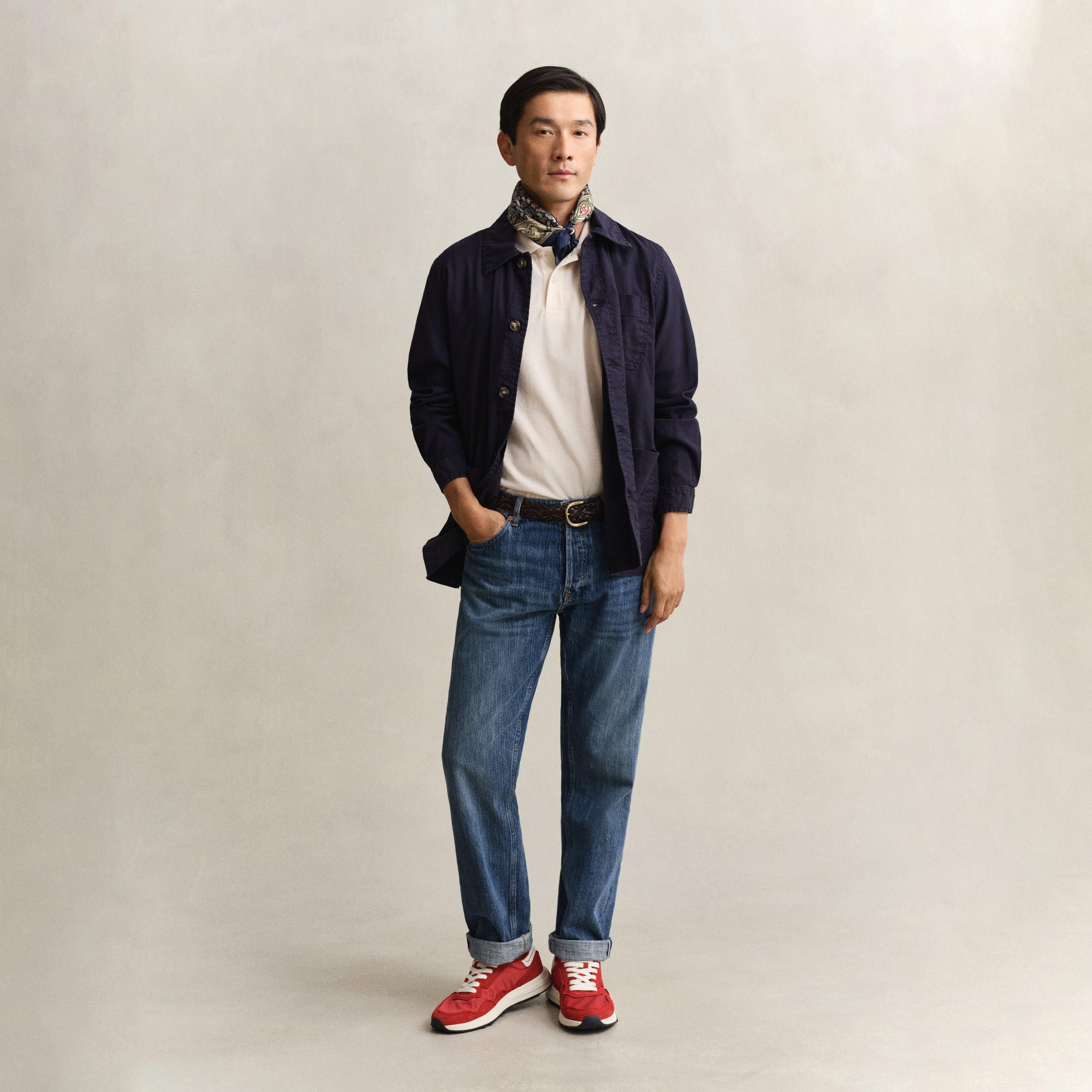 تي شيرت بولو رجالي بأكمام قصيرة وياقة بياقة بتصميم مخطط بارز من جانت-men-clothing-tshirtsandpolos-polos-image-2