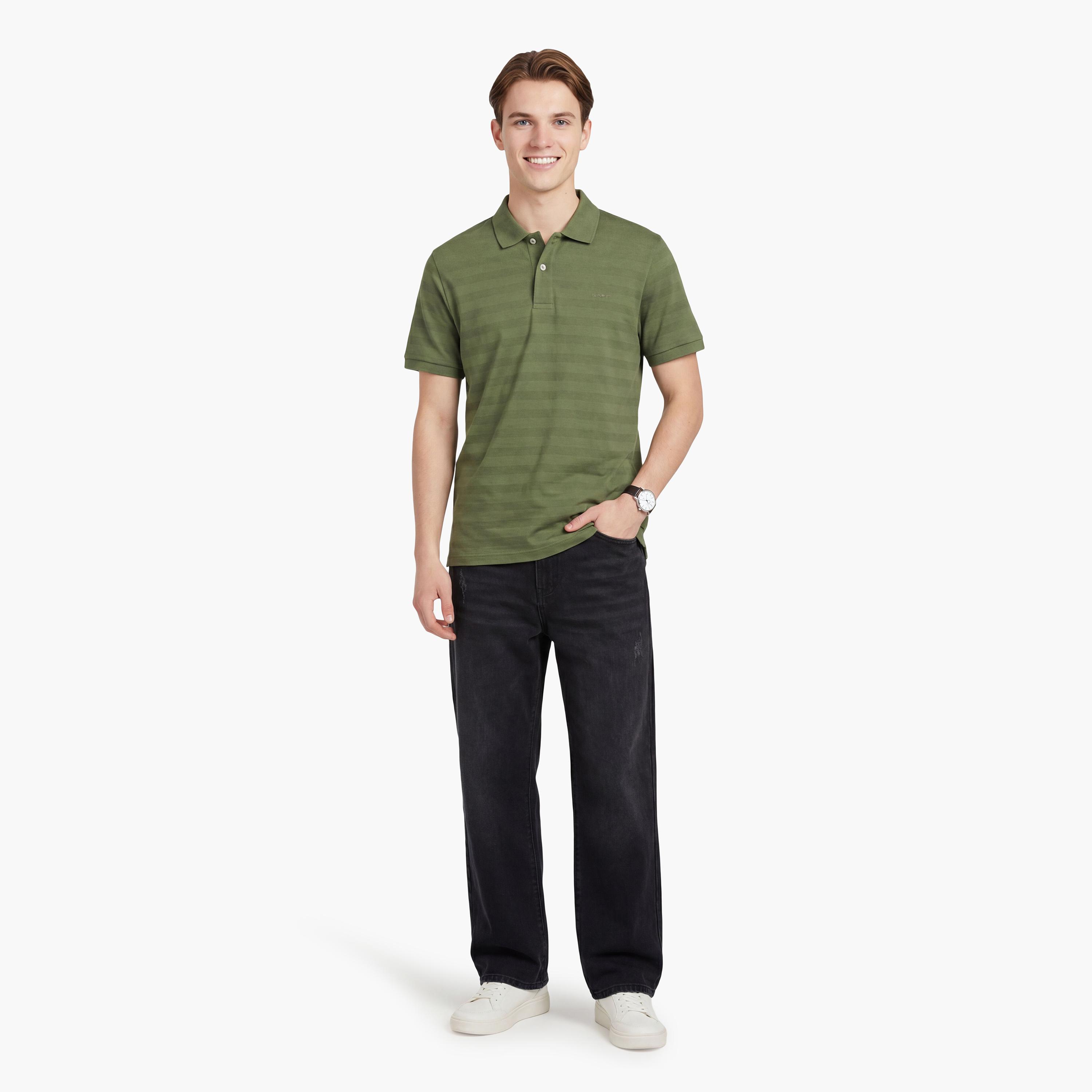 تي شيرت بولو رجالي بأكمام قصيرة وياقة بياقة بتصميم مخطط بارز من جانت-men-clothing-tshirtsandpolos-polos-image-13