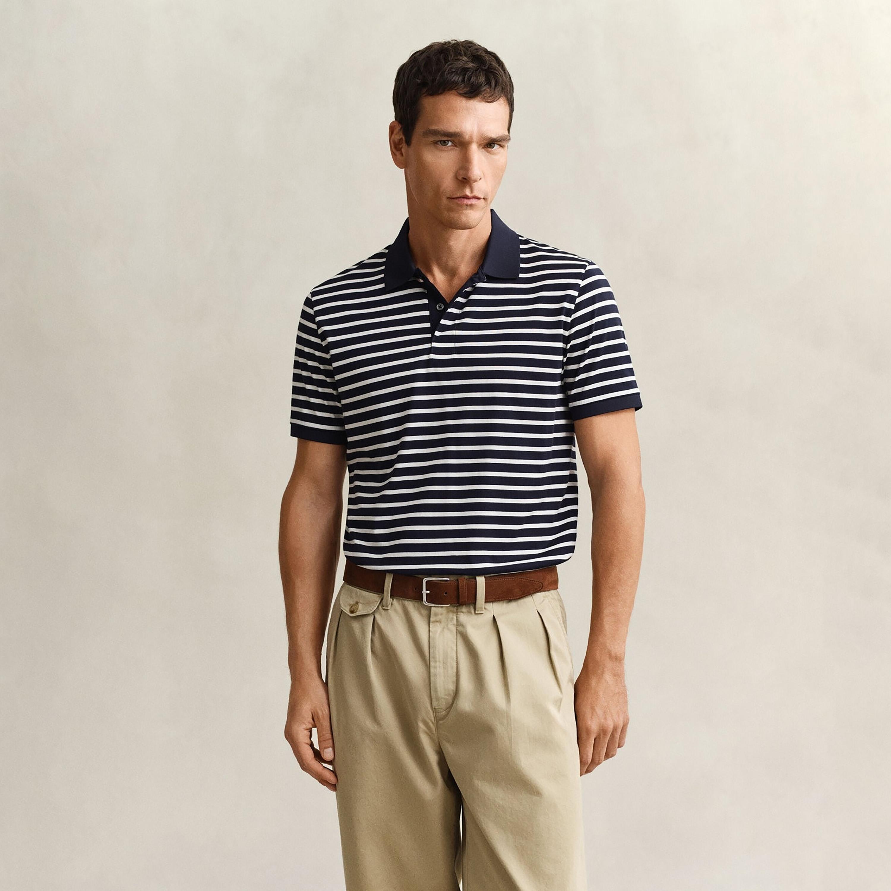 قميص بولو رجالي مخطط بأكمام قصيرة من غانت-men-clothing-tshirtsandpolos-polos-image-1