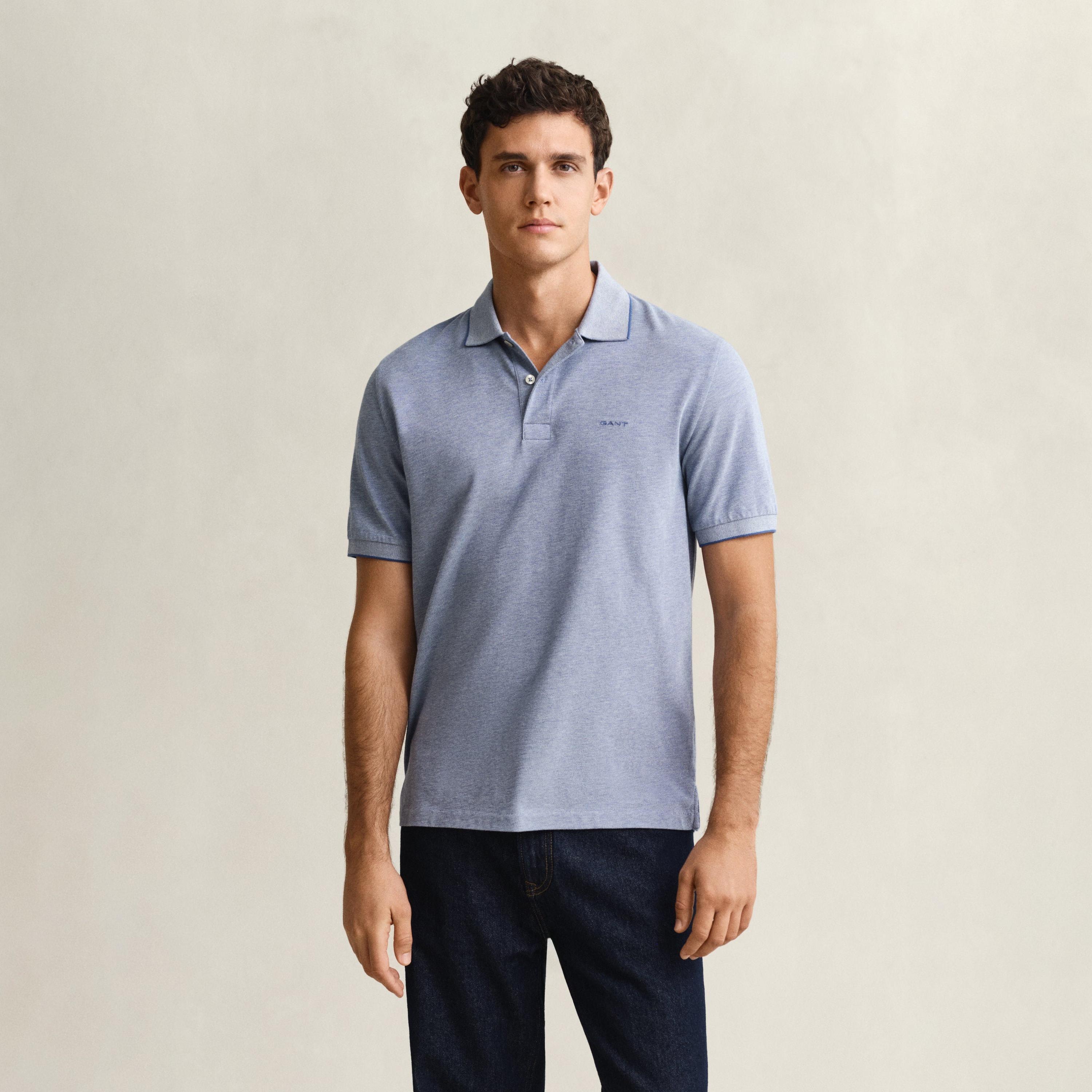 تي شيرت بولو رجالي سادة بأكمام قصيرة وياقة من جانت-men-clothing-tshirtsandpolos-polos-image-16