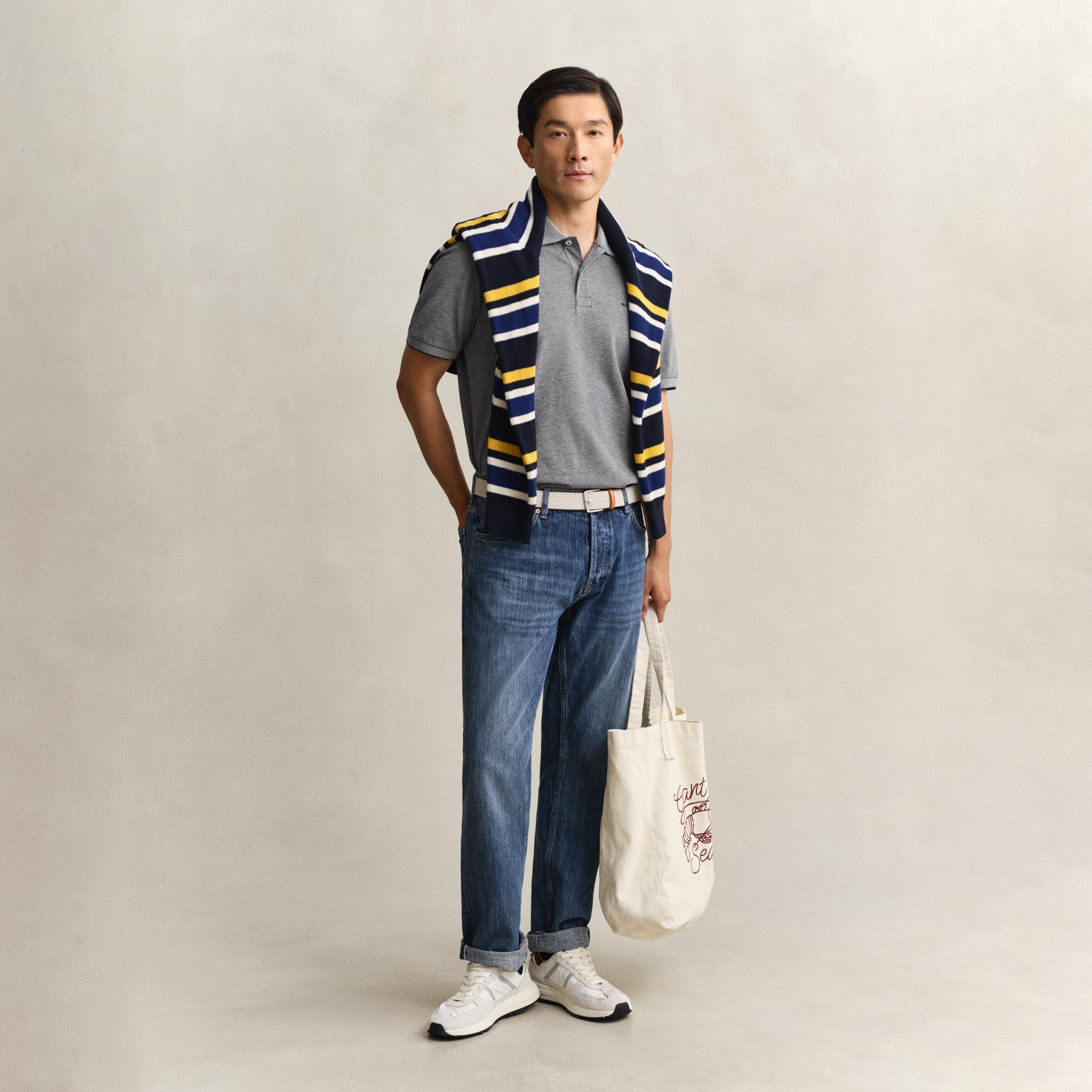 تي شيرت بولو رجالي سادة بأكمام قصيرة وياقة من جانت-men-clothing-tshirtsandpolos-polos-image-12