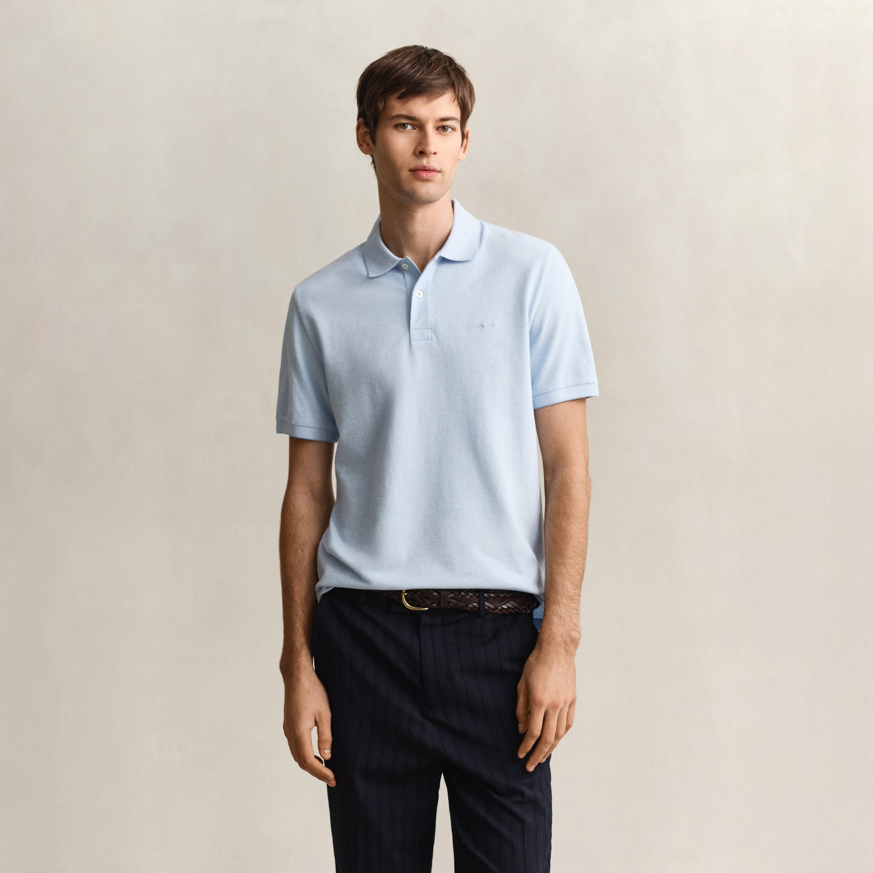تي شيرت بولو رجالي سادة بأكمام قصيرة وياقة من جانت-men-clothing-tshirtsandpolos-polos-image-21
