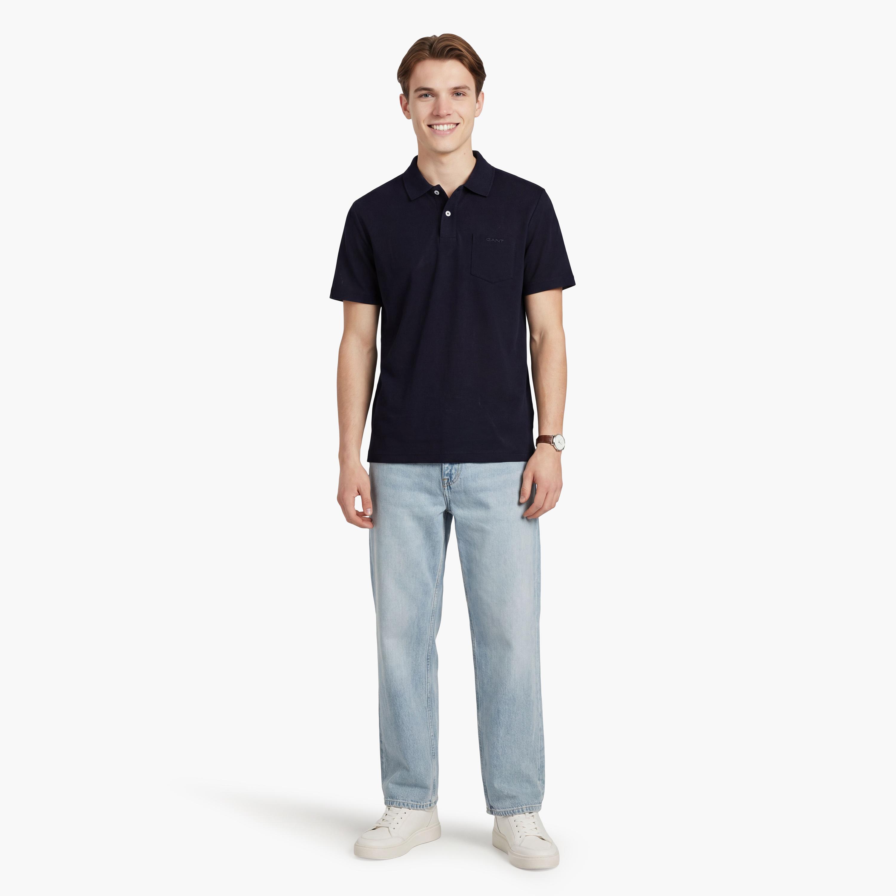 تي شيرت بولو رجالي سادة بأكمام قصيرة وياقة من جانت-men-clothing-tshirtsandpolos-polos-image-8