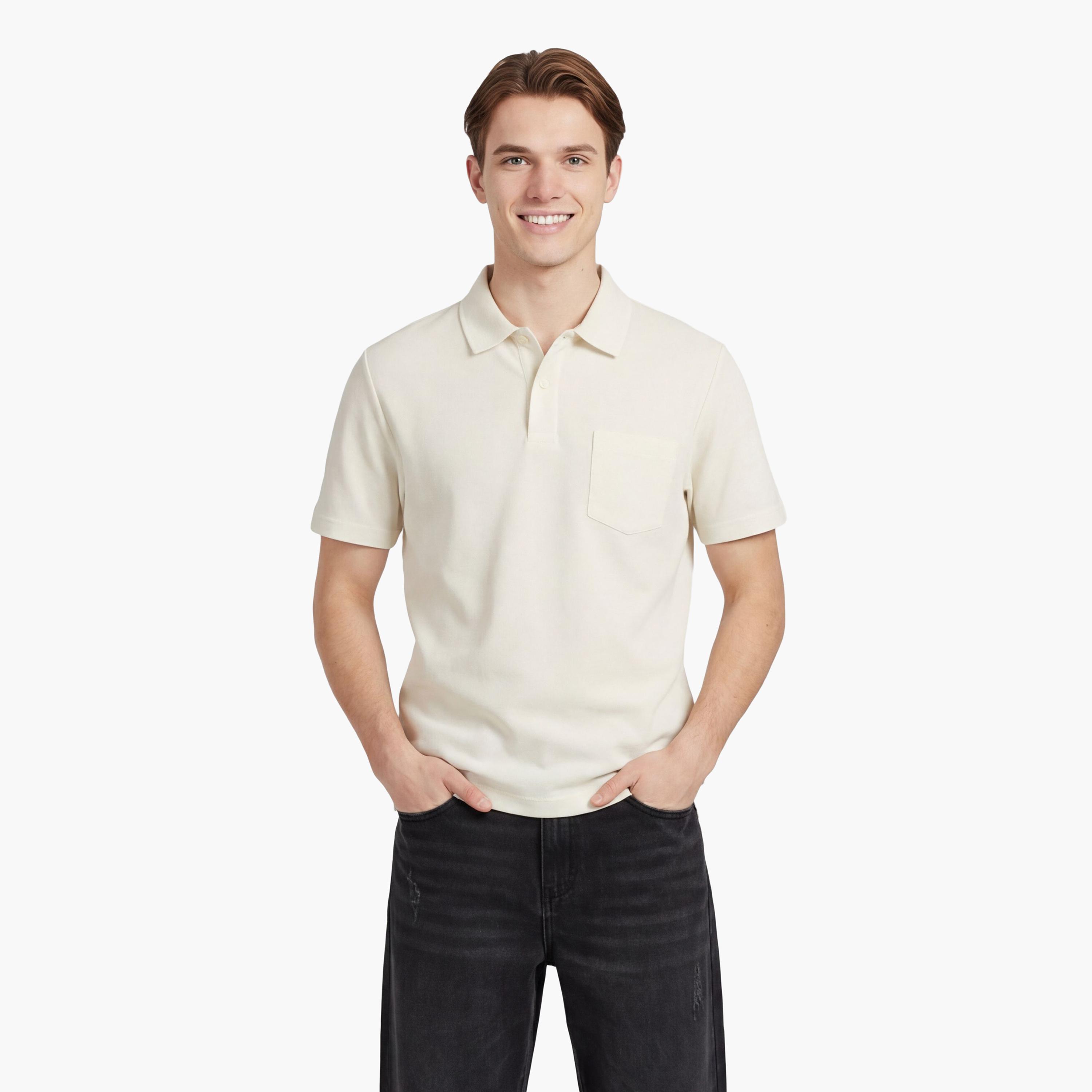 تي شيرت بولو رجالي سادة بأكمام قصيرة وياقة من جانت-men-clothing-tshirtsandpolos-polos-image-1
