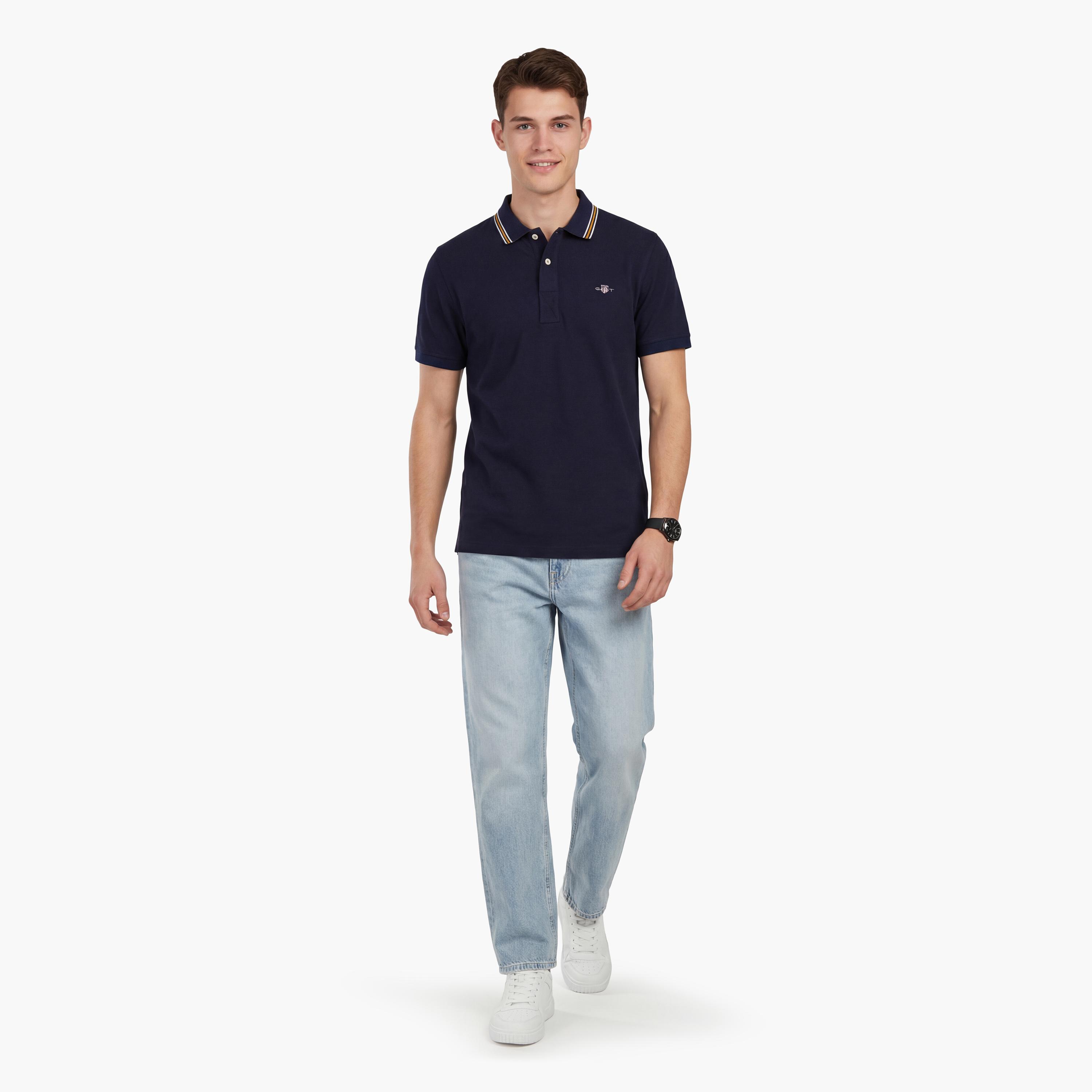 تي شيرت بولو رجالي سادة بأكمام قصيرة وياقة من جانت-men-clothing-tshirtsandpolos-polos-image-7