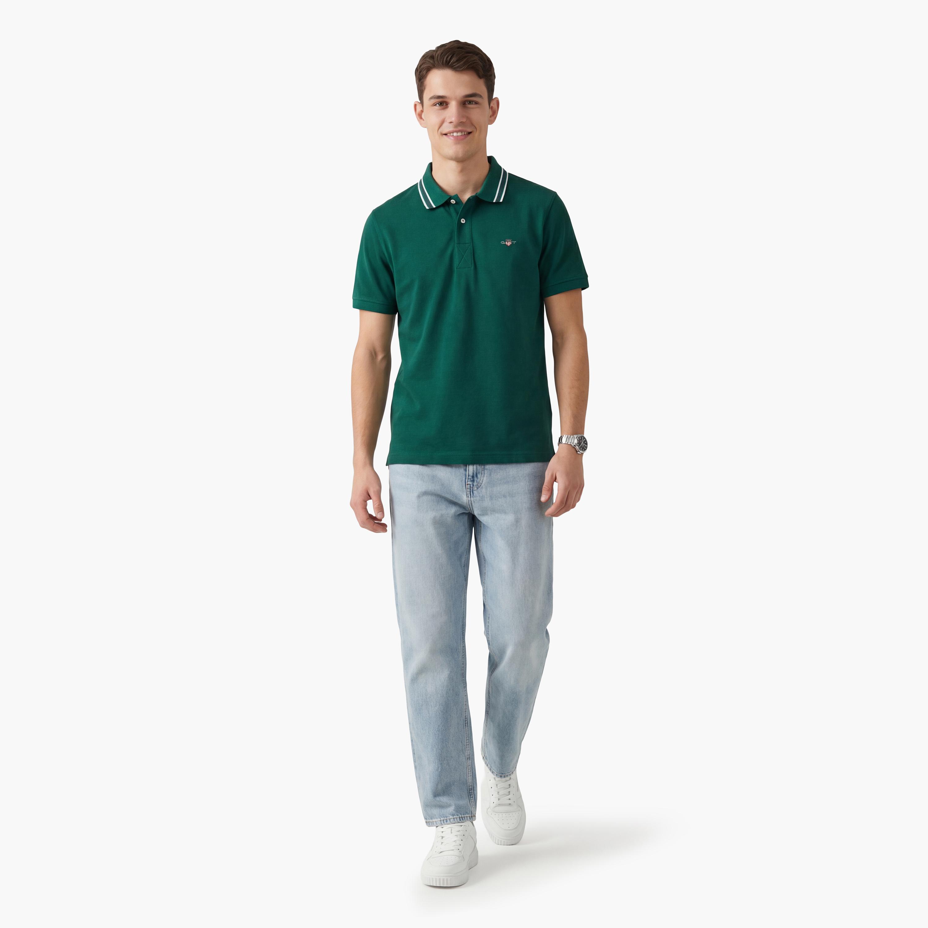 تي شيرت بولو رجالي سادة بأكمام قصيرة وياقة من جانت-men-clothing-tshirtsandpolos-polos-image-2