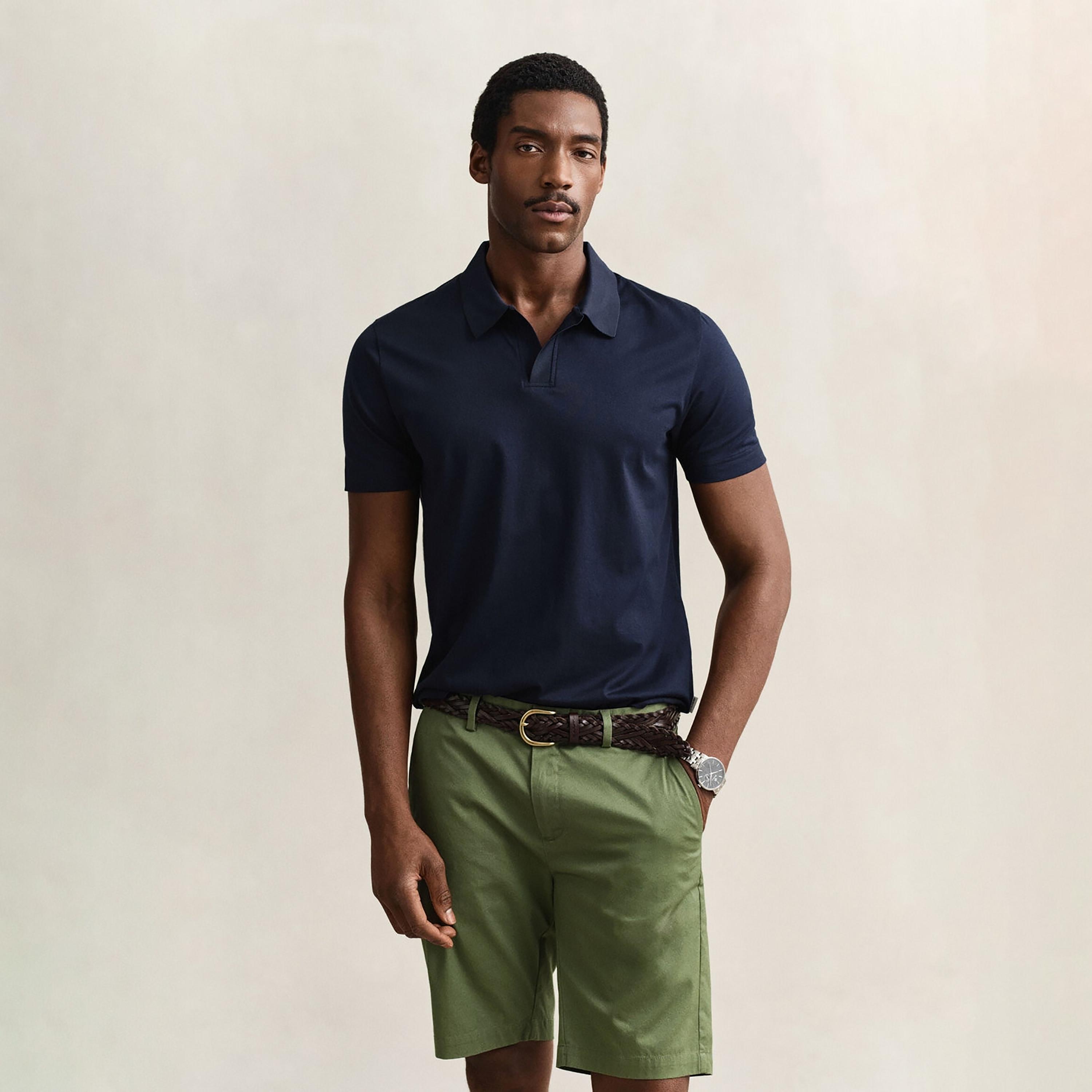تي شيرت بولو رجالي بأكمام قصيرة وياقة جوني سادة من جانت-men-clothing-tshirtsandpolos-polos-image-1