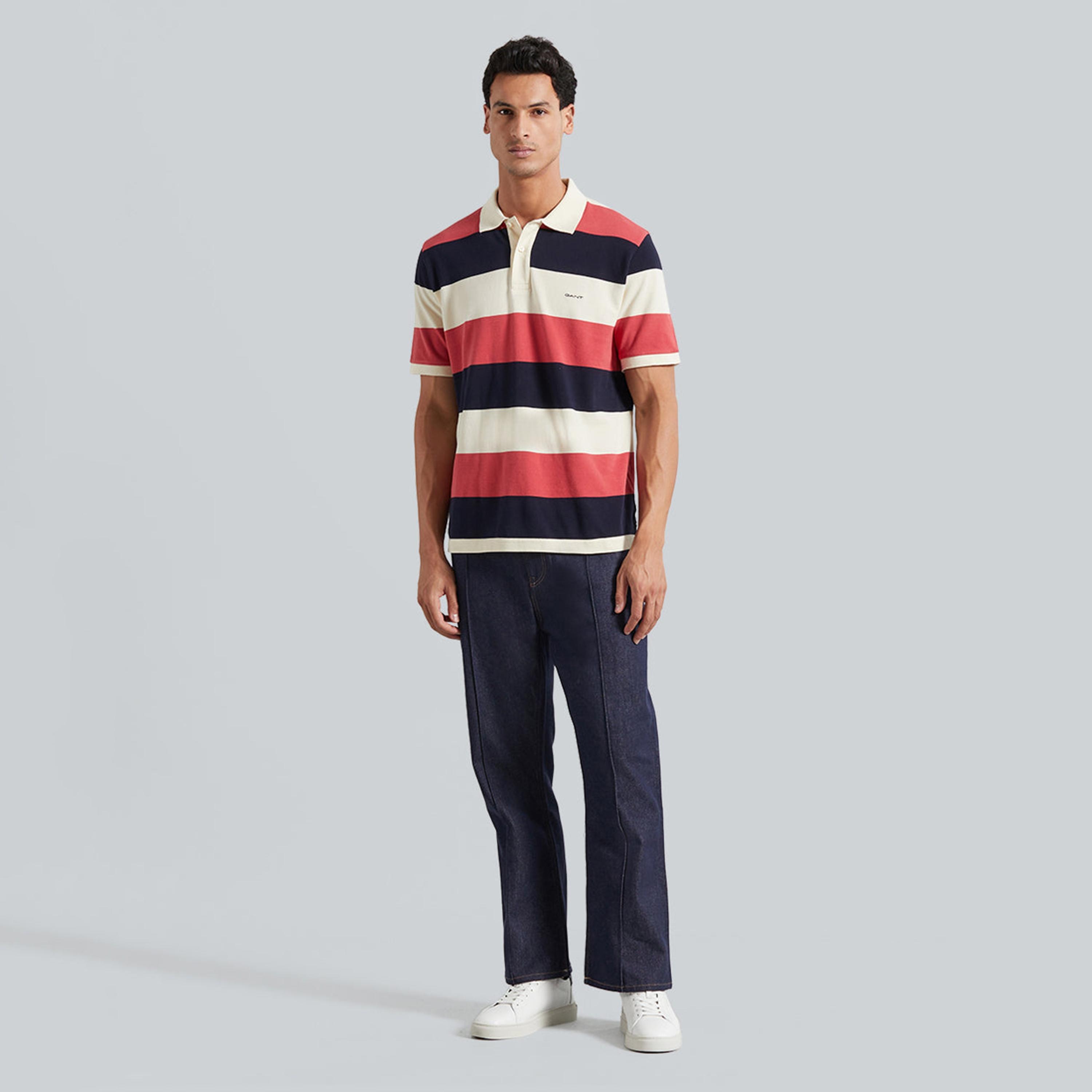 تيشيرت بولو رجالي بياقة مخططة وأكمام قصيرة من جانت.-men-clothing-tshirtsandpolos-polos-image-2