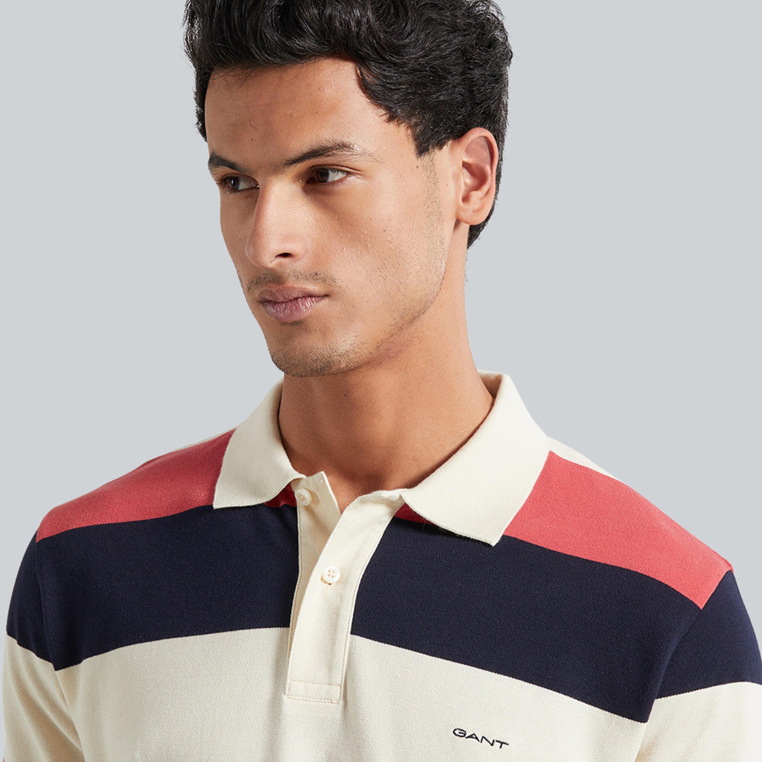 تيشيرت بولو رجالي بياقة مخططة وأكمام قصيرة من جانت.-men-clothing-tshirtsandpolos-polos-image-3