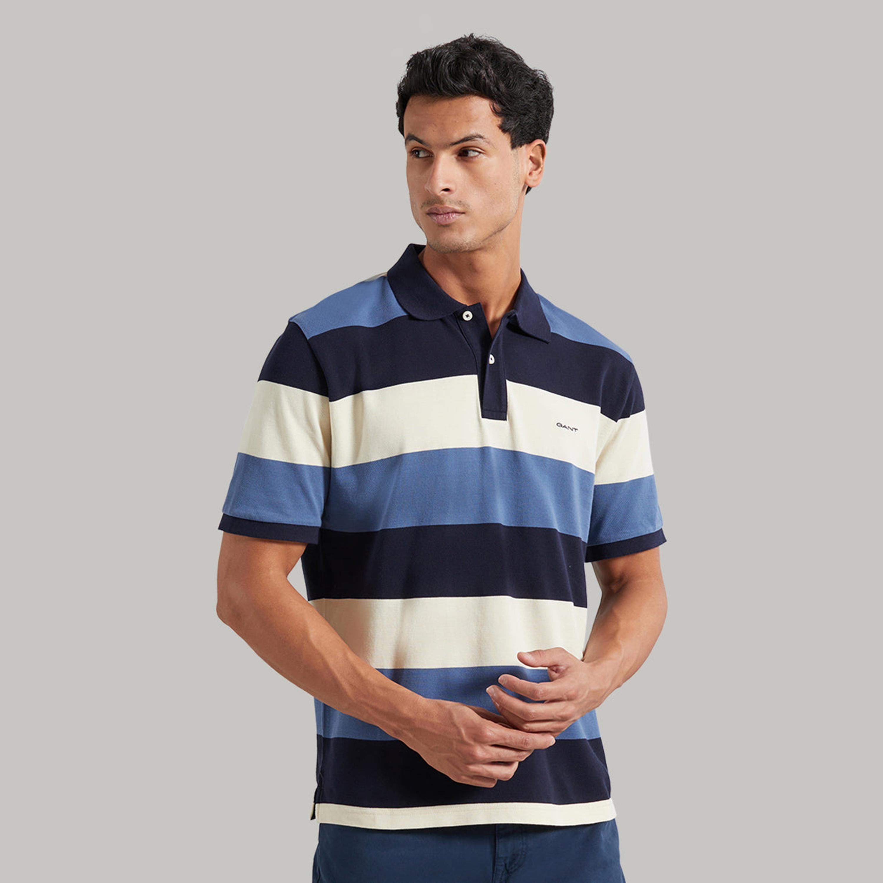 تيشيرت بولو رجالي بياقة مخططة وأكمام قصيرة من جانت.-men-clothing-tshirtsandpolos-polos-image-5