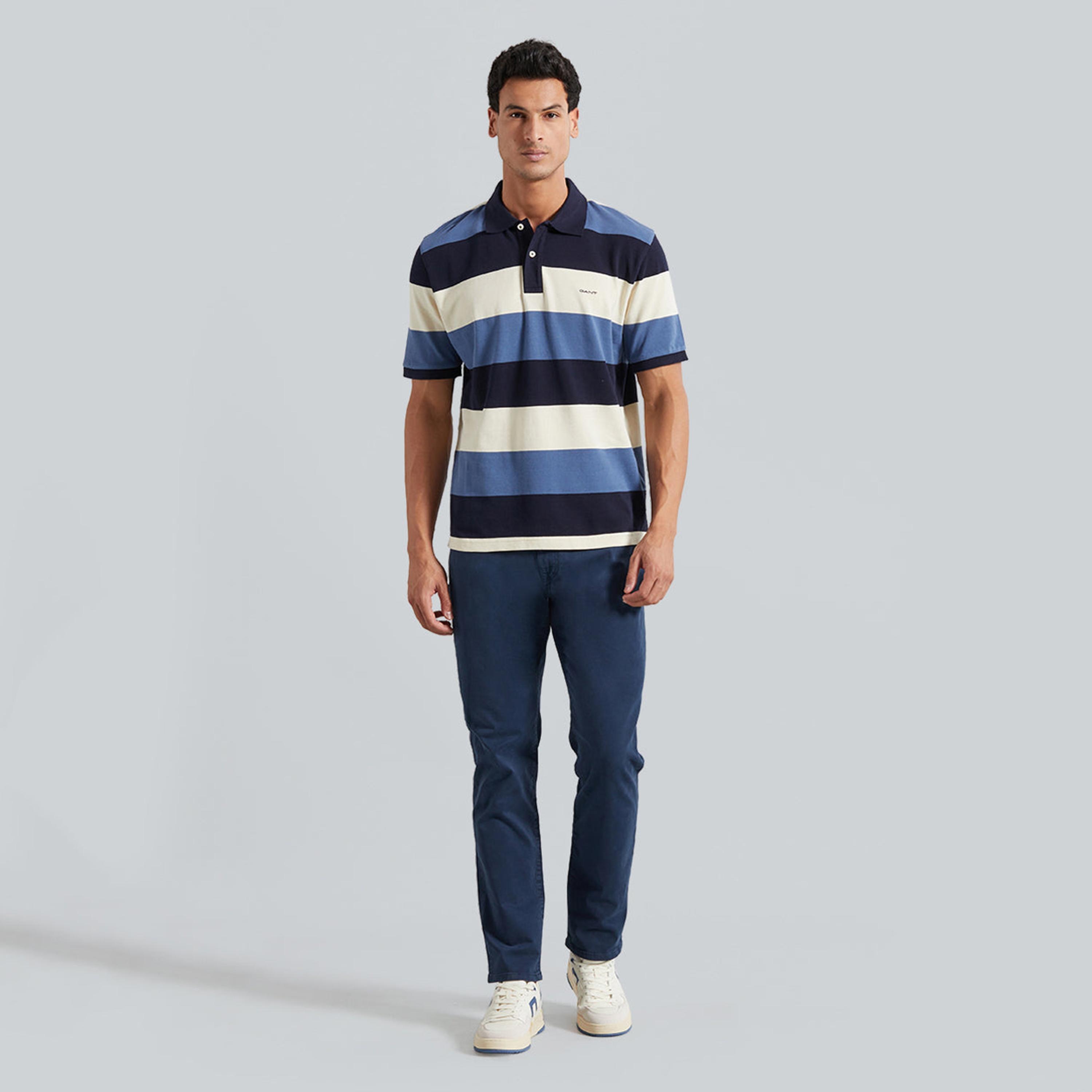 تيشيرت بولو رجالي بياقة مخططة وأكمام قصيرة من جانت.-men-clothing-tshirtsandpolos-polos-image-6