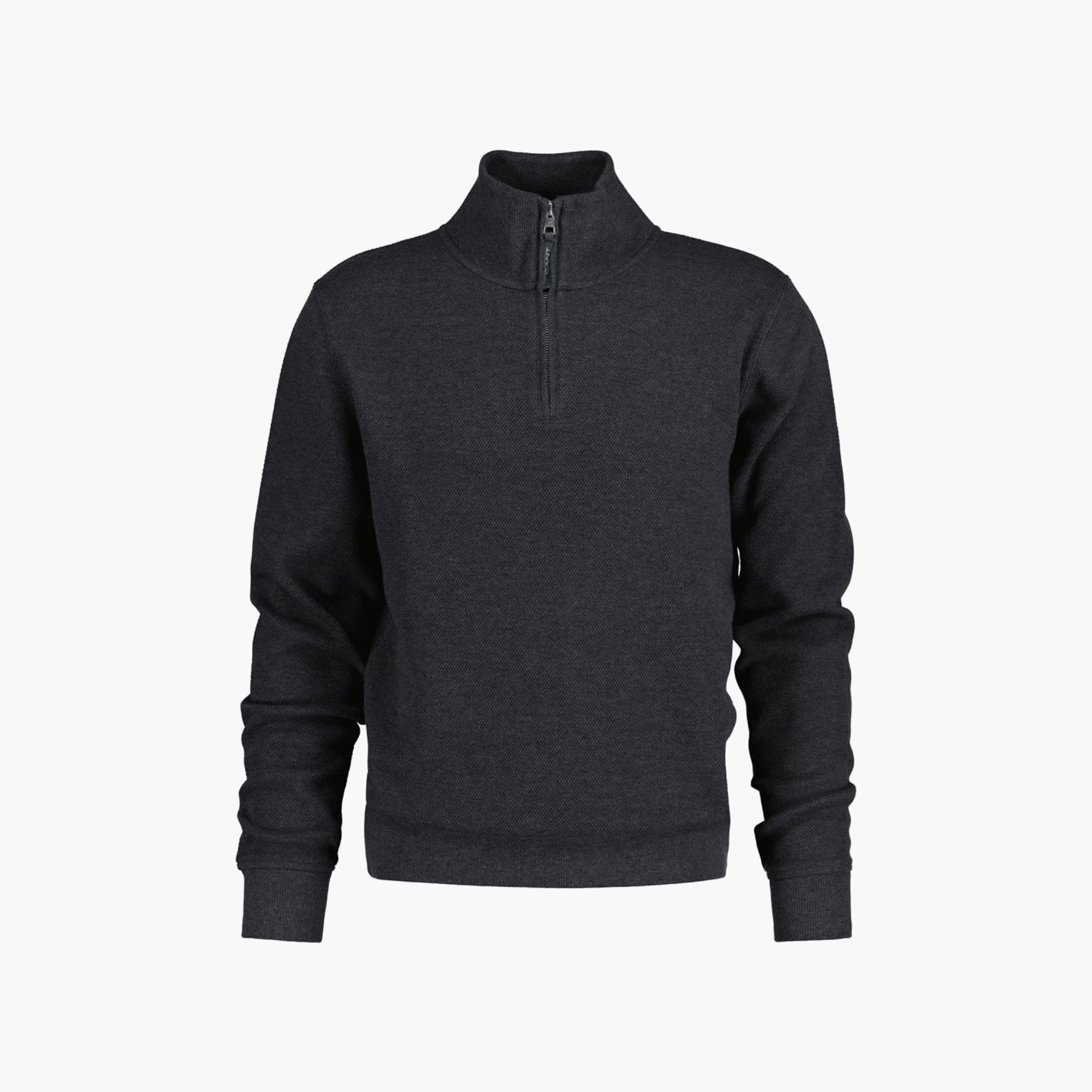 Gant Textured High Neck Shield Half-Zip Sweatshirt-men-winterwear-hoodiesandsweatshirts-image-1