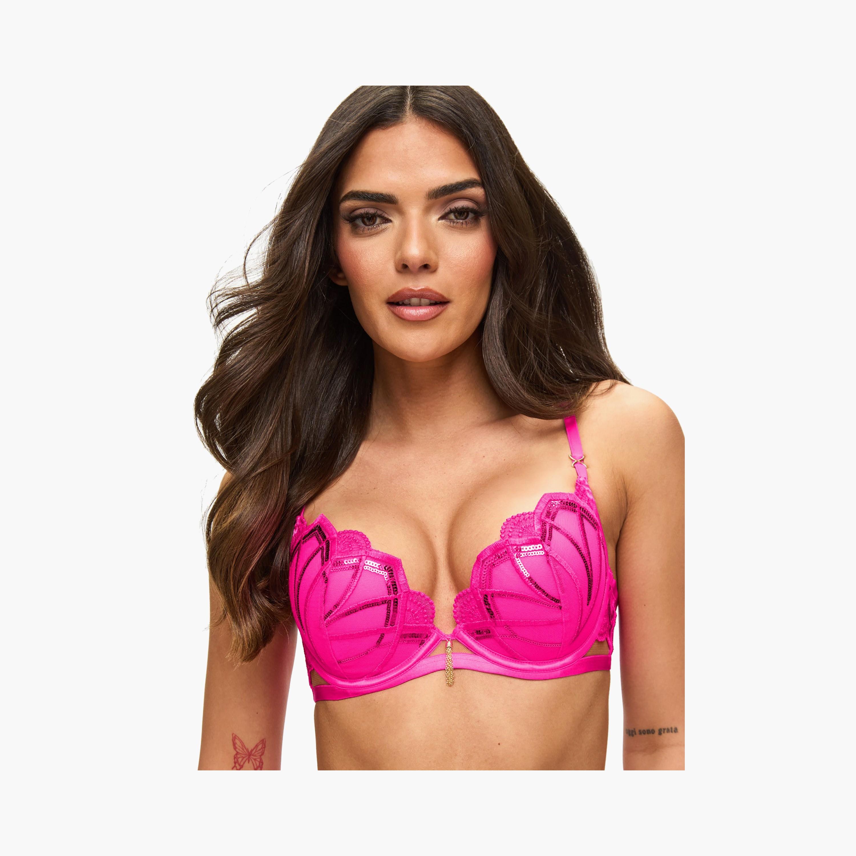 Ann Summers Desiring Decadence Bright Pink Embellished Medium Support Padded Women's Plunge Bra-women-clothing-lingerie-bras-image-4