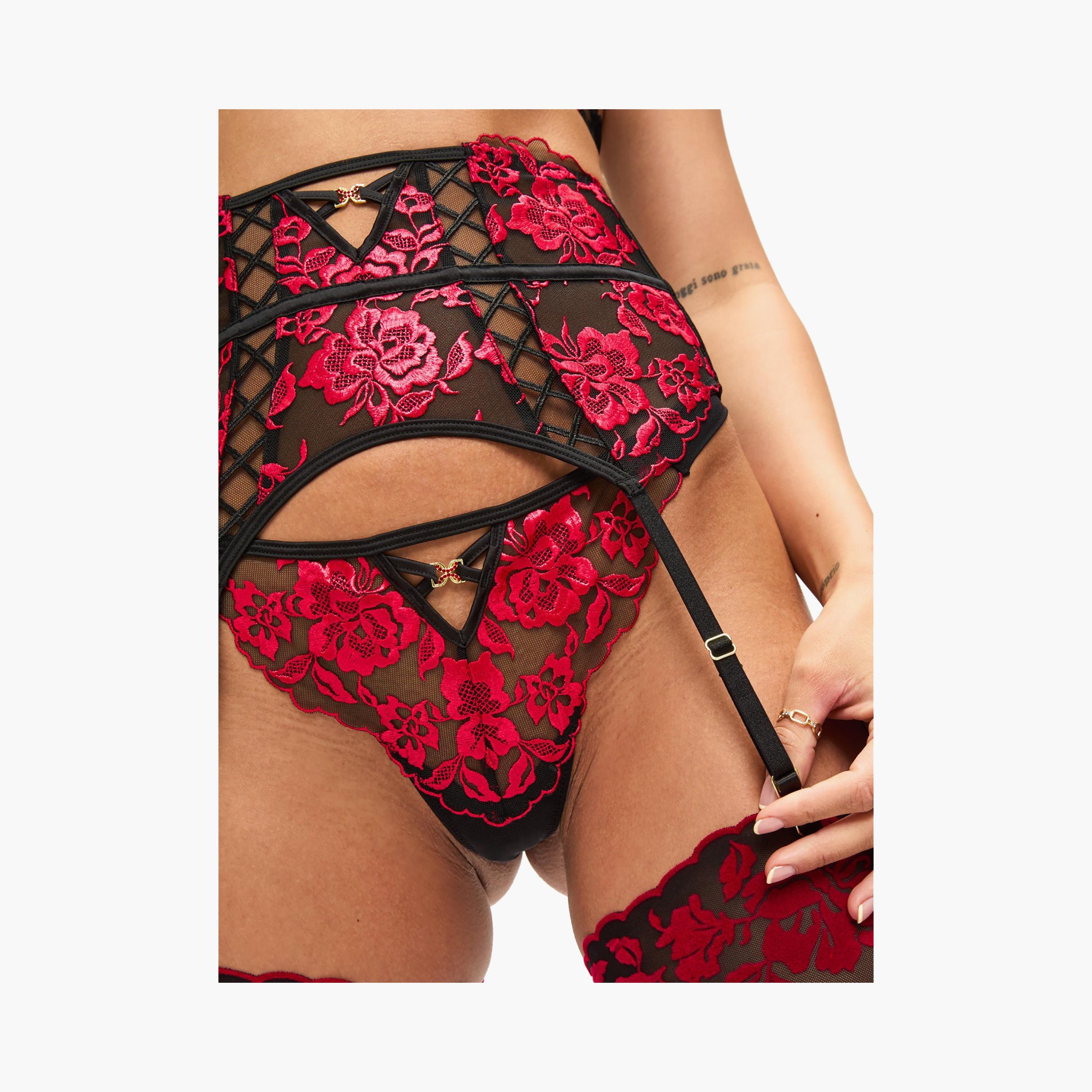 Ann Summers Endless Attraction Black and Red Floral Women's Waspie Garter-women-clothing-lingerie-lingerieaccessories-image-3