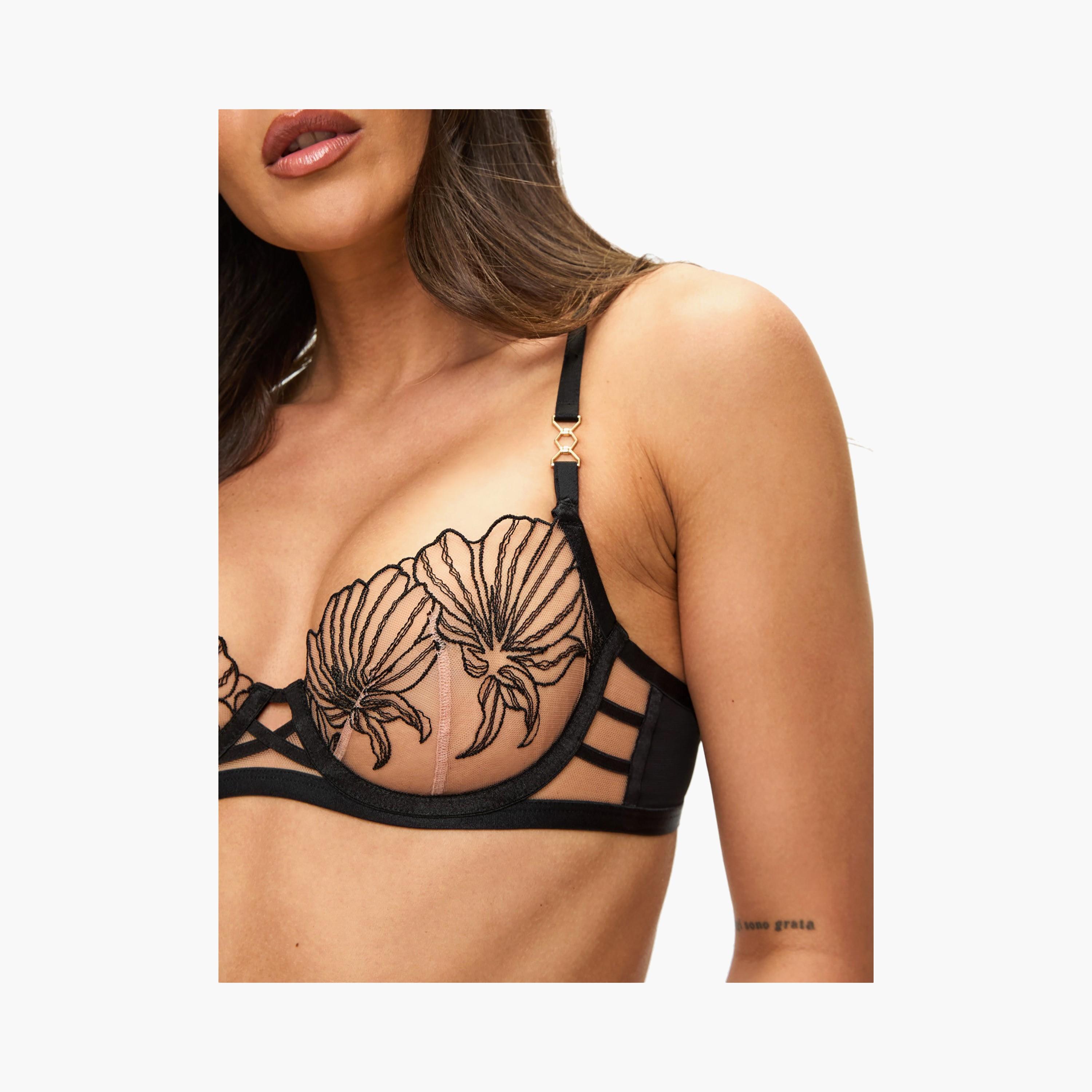 Ann Summers Incensing Black Lace Wired Medium Support Non-Padded Women's Balconette Bra-women-clothing-lingerie-bras-image-2