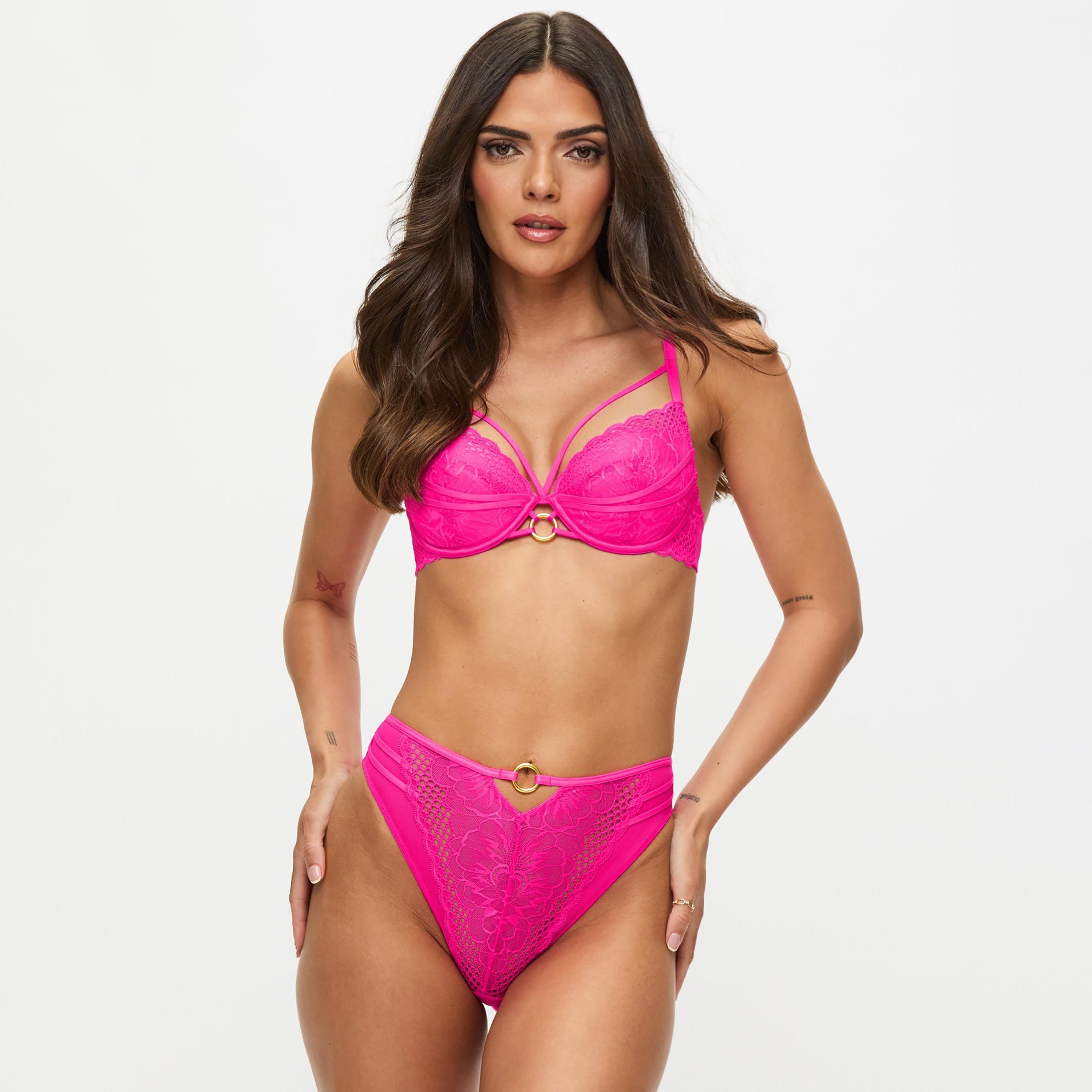 Ann Summers Compelling Bright Pink Lace Medium Coverage Women's Brazilian Panties-women-clothing-lingerie-panties-image-2
