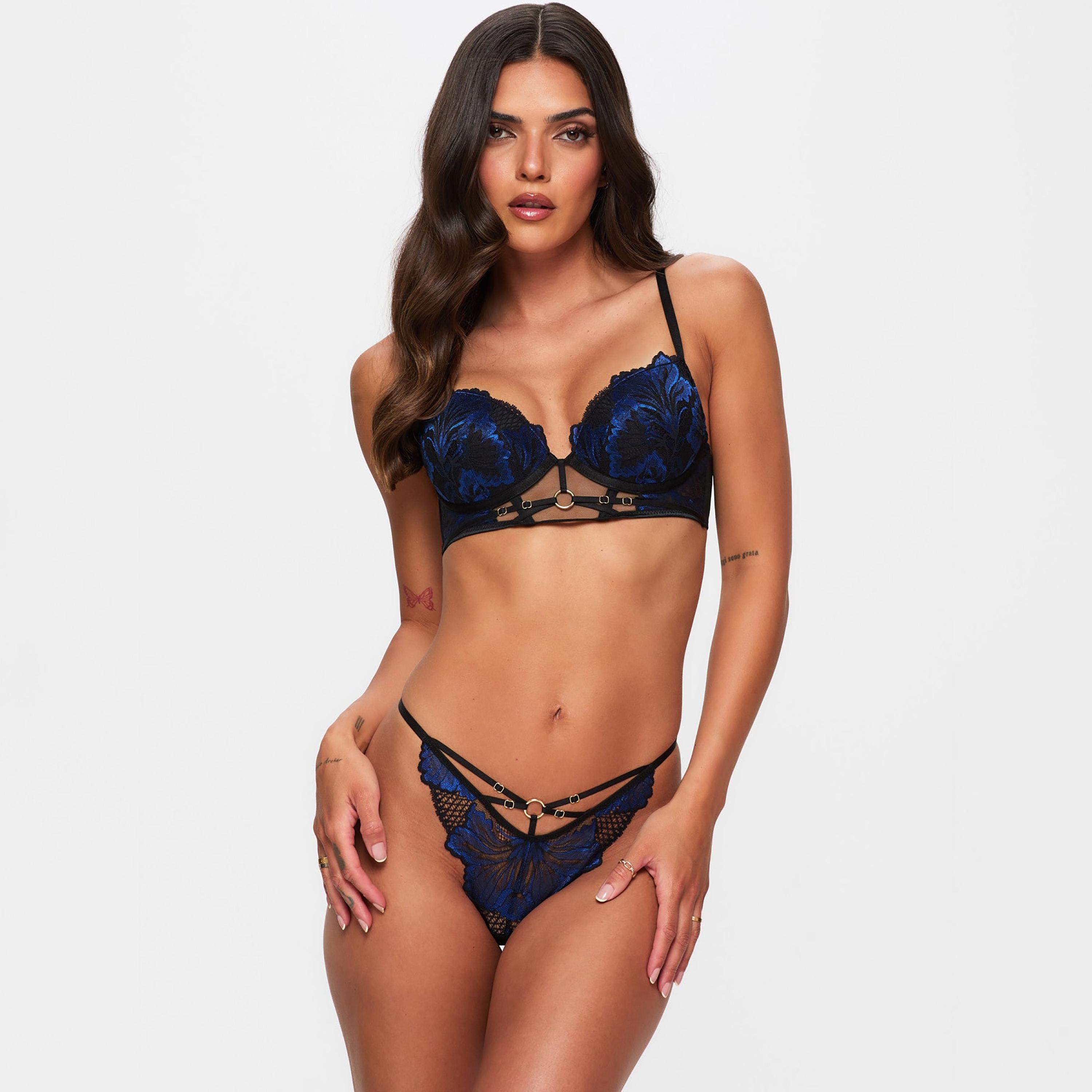 Ann Summers Black Embroidered Low Coverage Women's T-String Panties-women-clothing-lingerie-panties-image-2