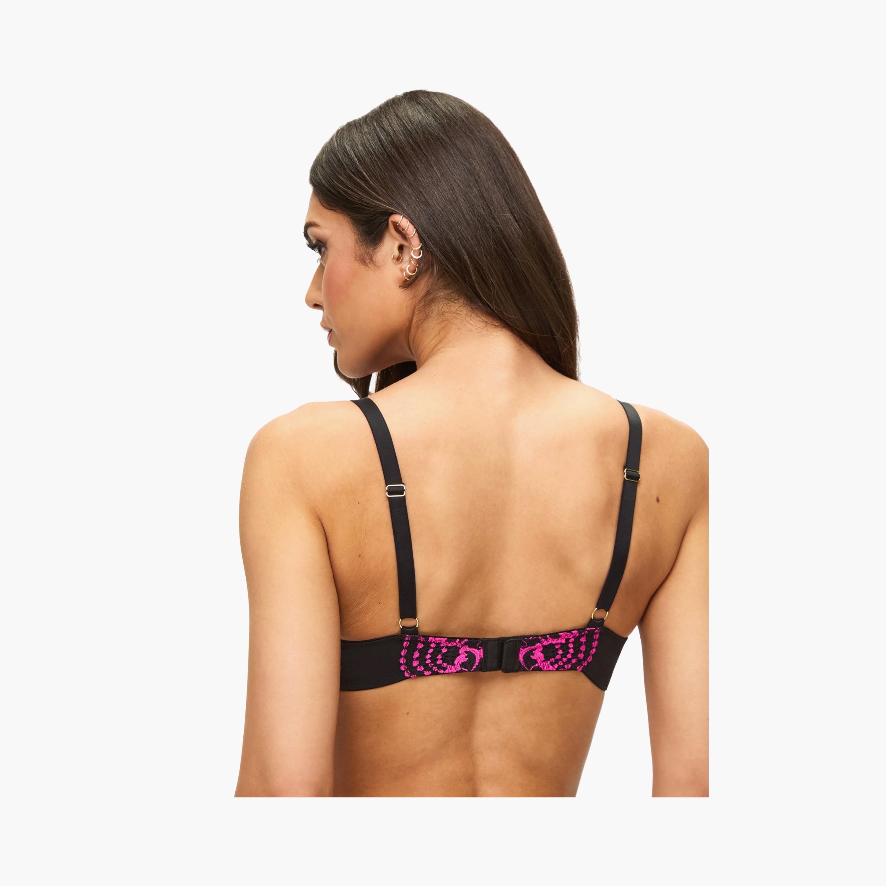 Ann Summers Seductive Black and Pink Lace Wired Medium Support Padded Women's Plunge Bra-women-clothing-lingerie-bras-image-4
