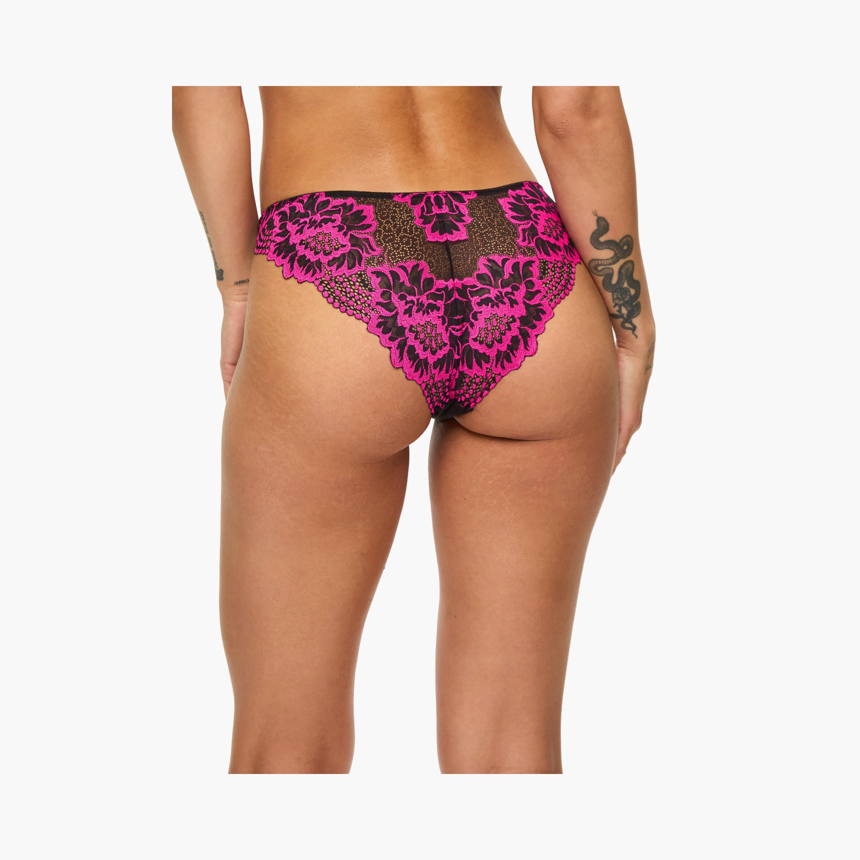 Ann Summers Seductive Black and Pink Lace Medium Coverage Women's Brazilian Panties-women-clothing-lingerie-panties-image-3
