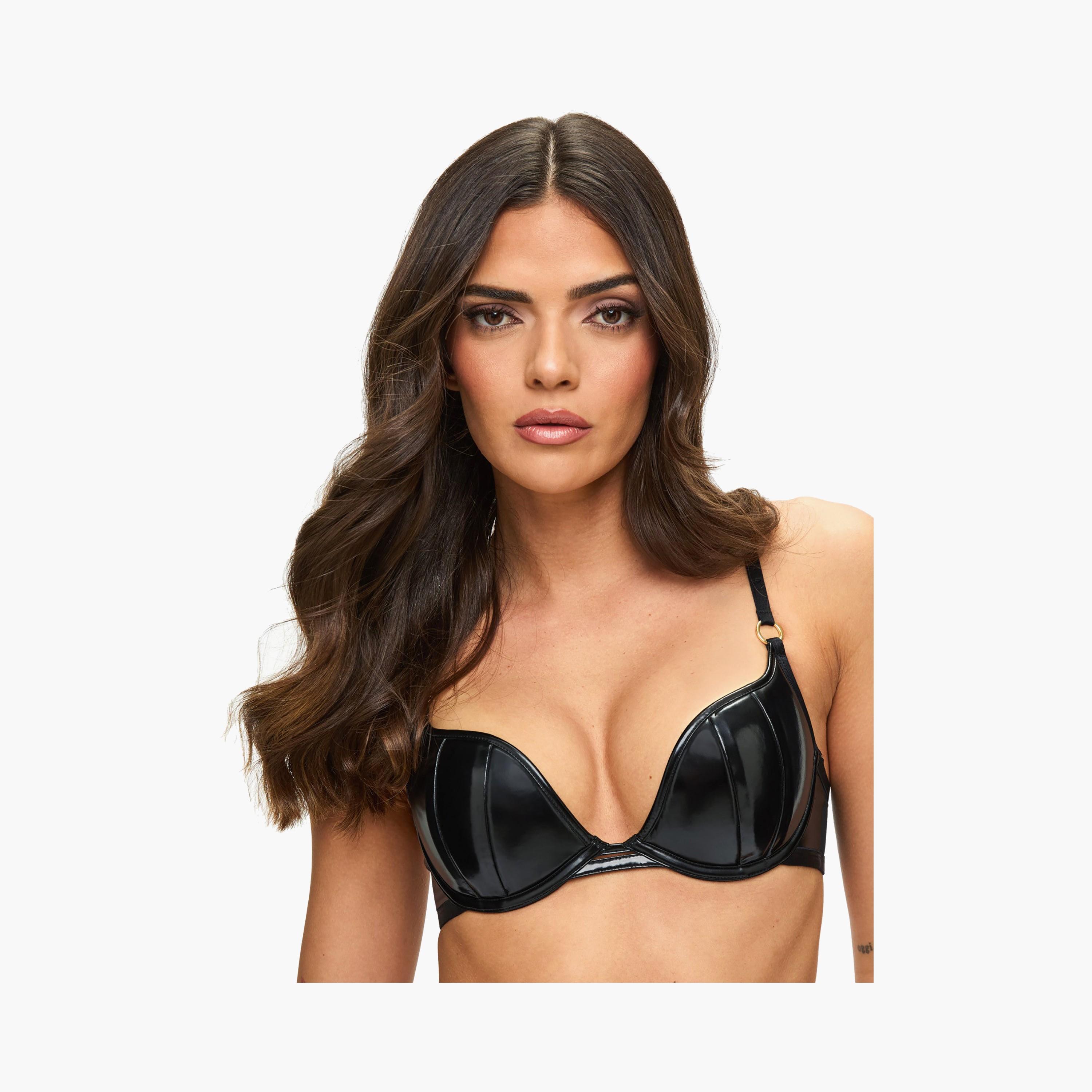 حمالة صدر نسائية عميقة مبطنة بدعم متوسط وبرباط أسود إكزودينغ من آن سمرز-women-clothing-lingerie-bras-image-2