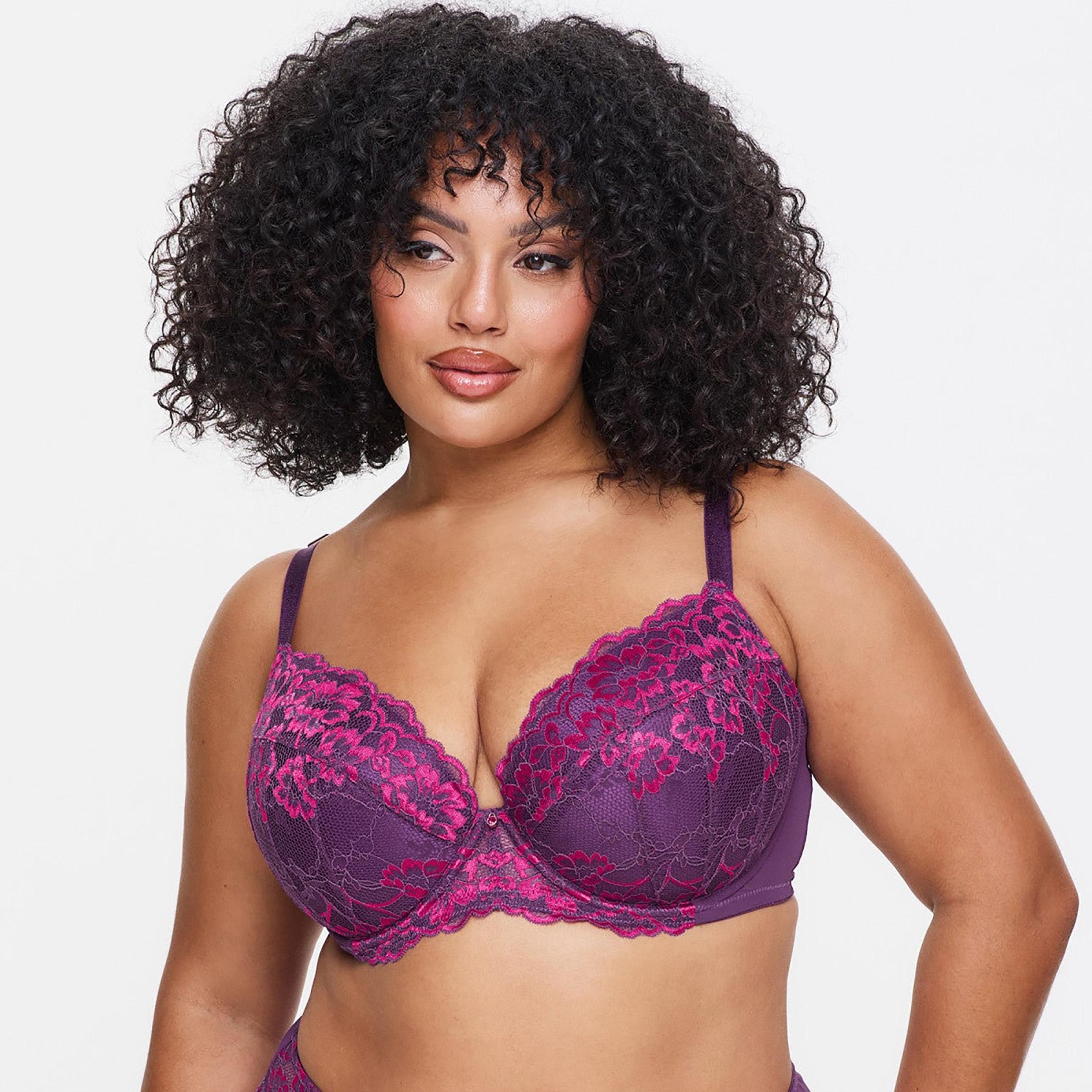 Ann Summers Sexy Dark Purple Floral Lace Wired Medium Support Padded Women's Support Bra-women-clothing-lingerie-bras-image-1